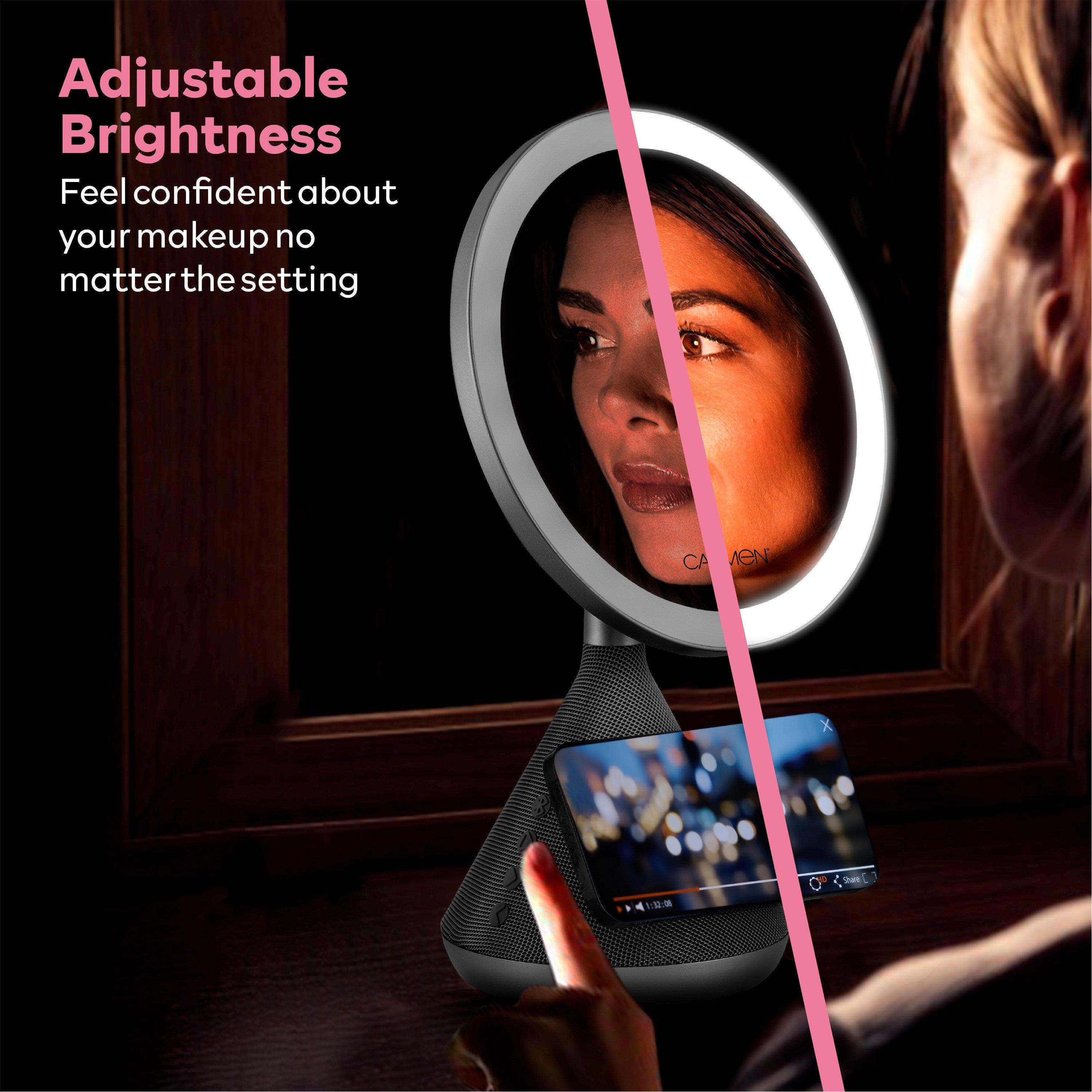 Silver - Carmen - 3 in 1 Illuminated Mirror with 5W Bluetooth Speake - 6