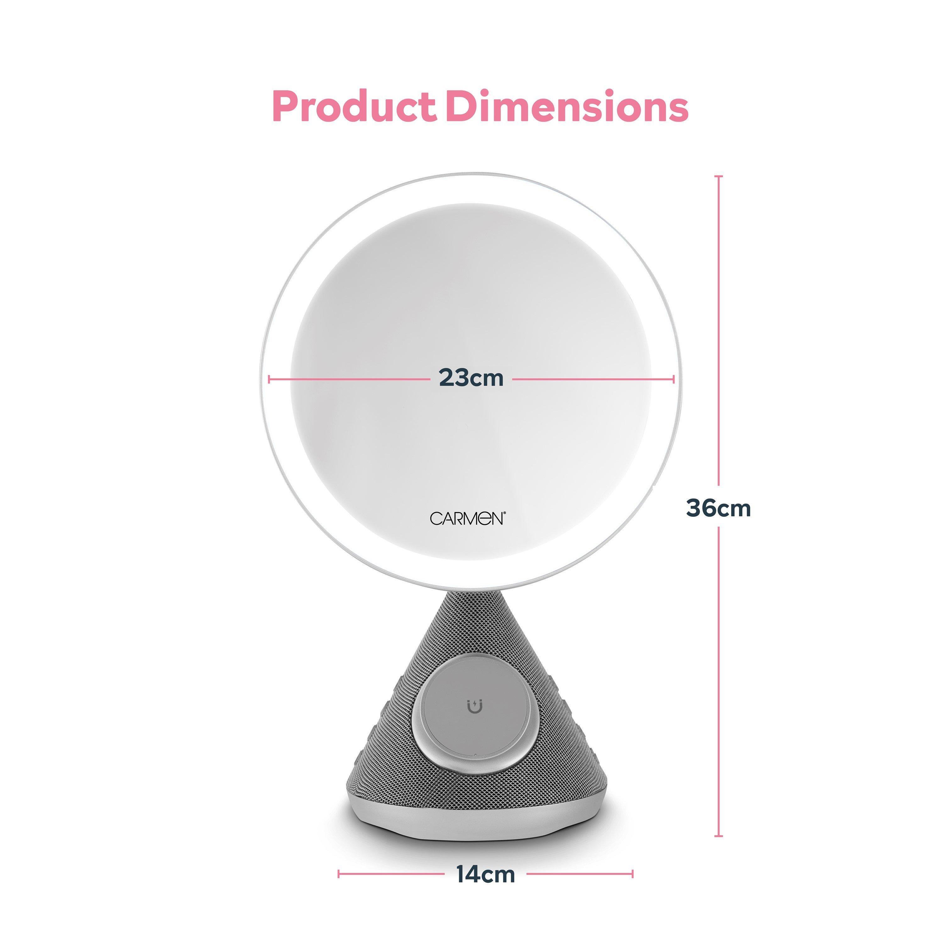 Silver - Carmen - 3 in 1 Illuminated Mirror with 5W Bluetooth Speake - 7
