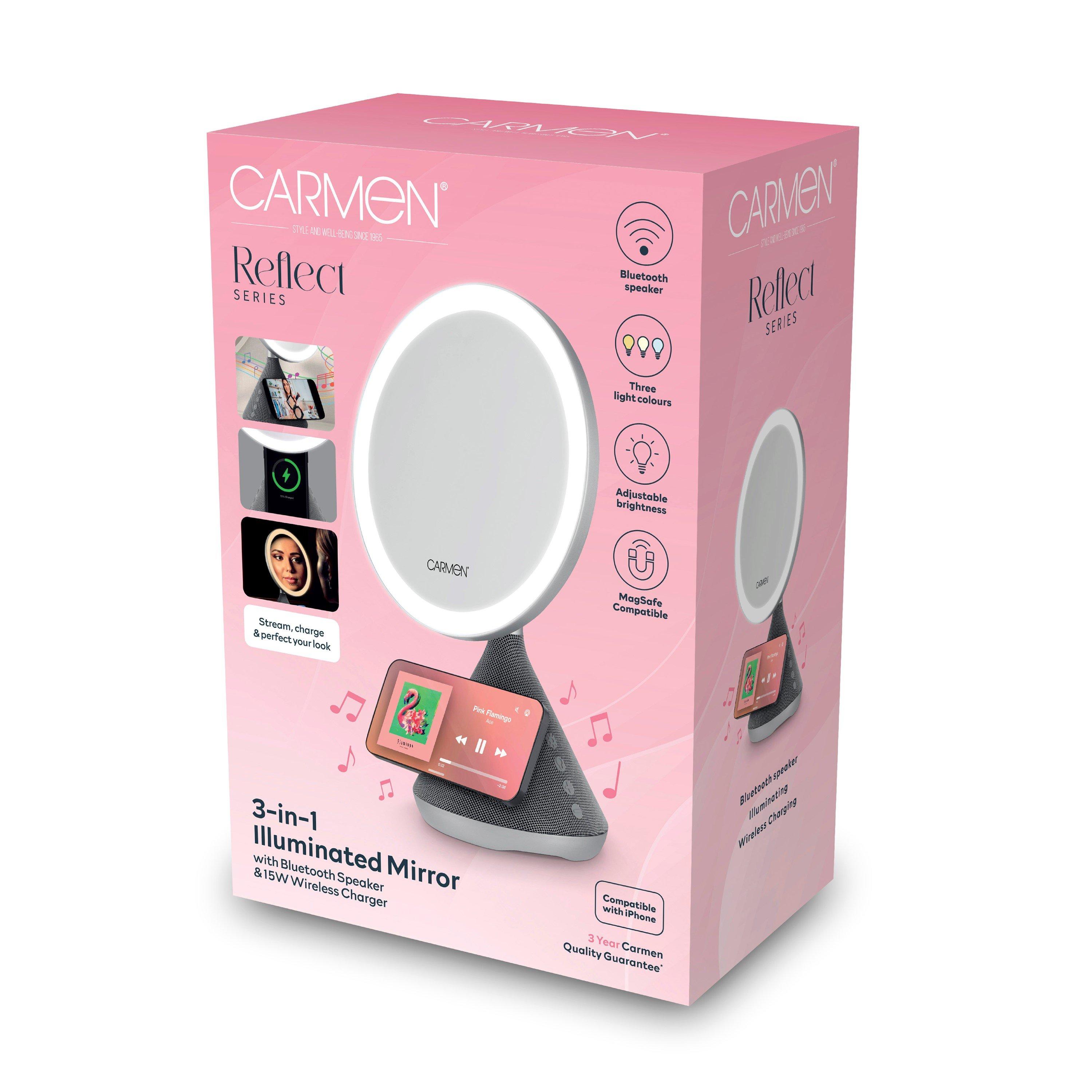 Silver - Carmen - 3 in 1 Illuminated Mirror with 5W Bluetooth Speake - 10