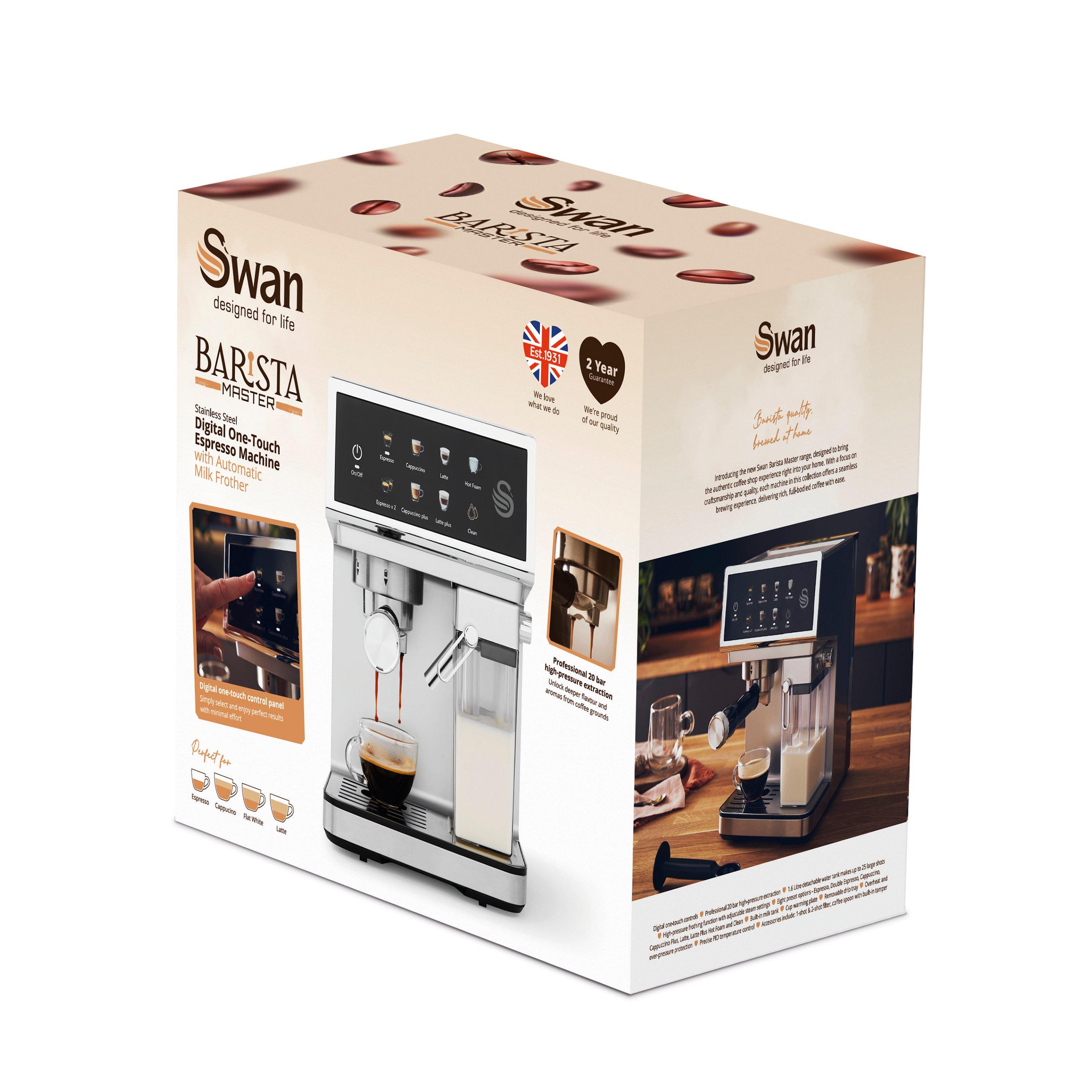 Stainless Steel - Swan - Digital Espresso Coffee Machine inc Automatic Milk - 9