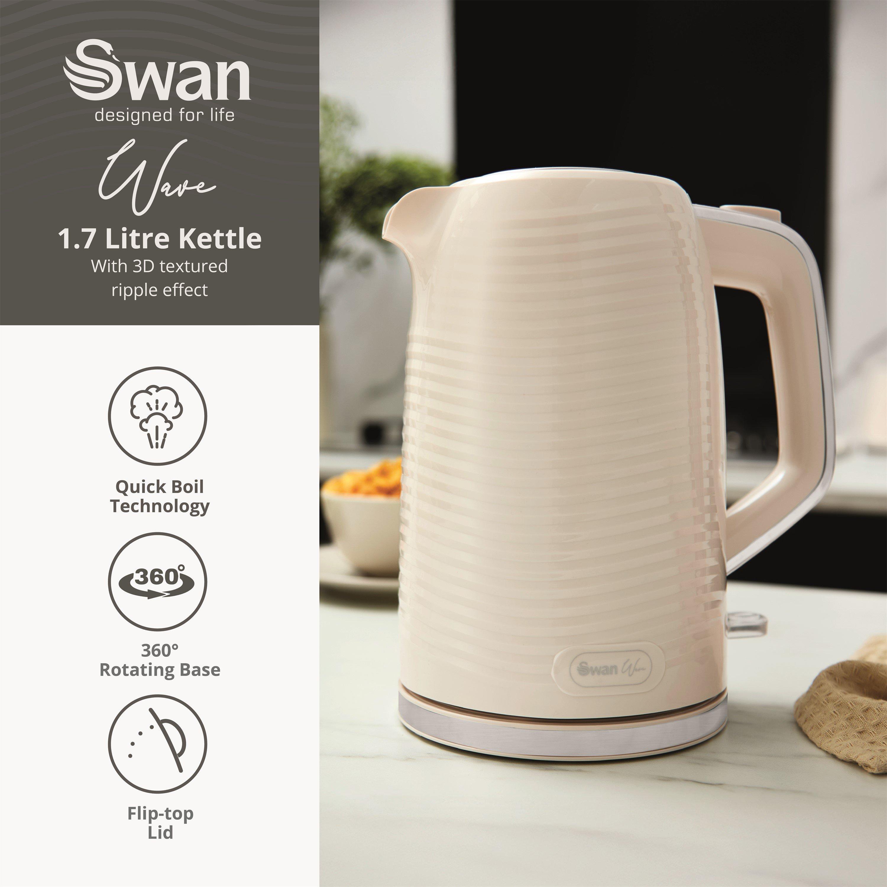 Cream - Swan - Wave 1.7L kettle Cream with Chrome Trim - 2