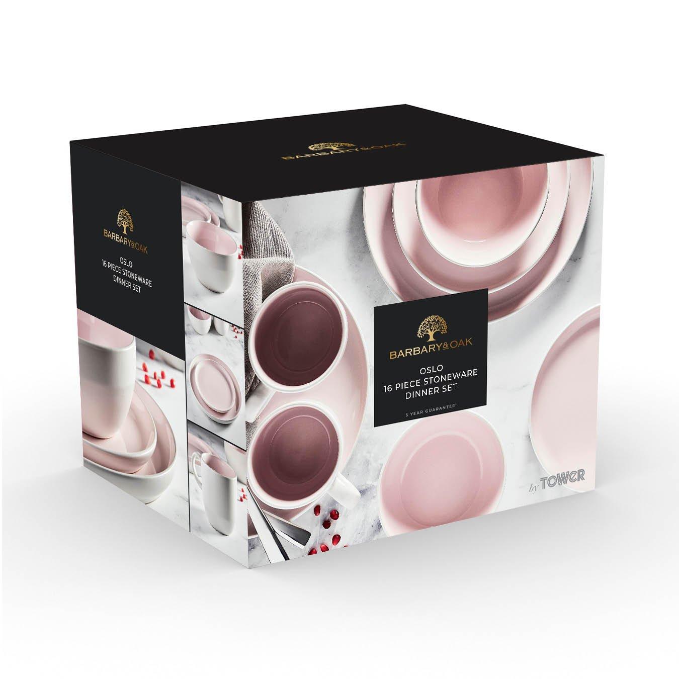 Pink - Barbary And Oak - Oslo 16 Piece Dinnerware Set - 10