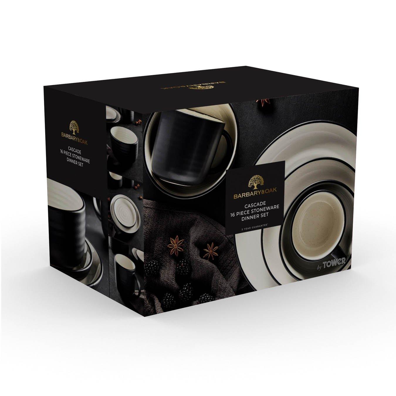 Black - Barbary And Oak - Cascade 16 Piece Dinnerware Set - 10