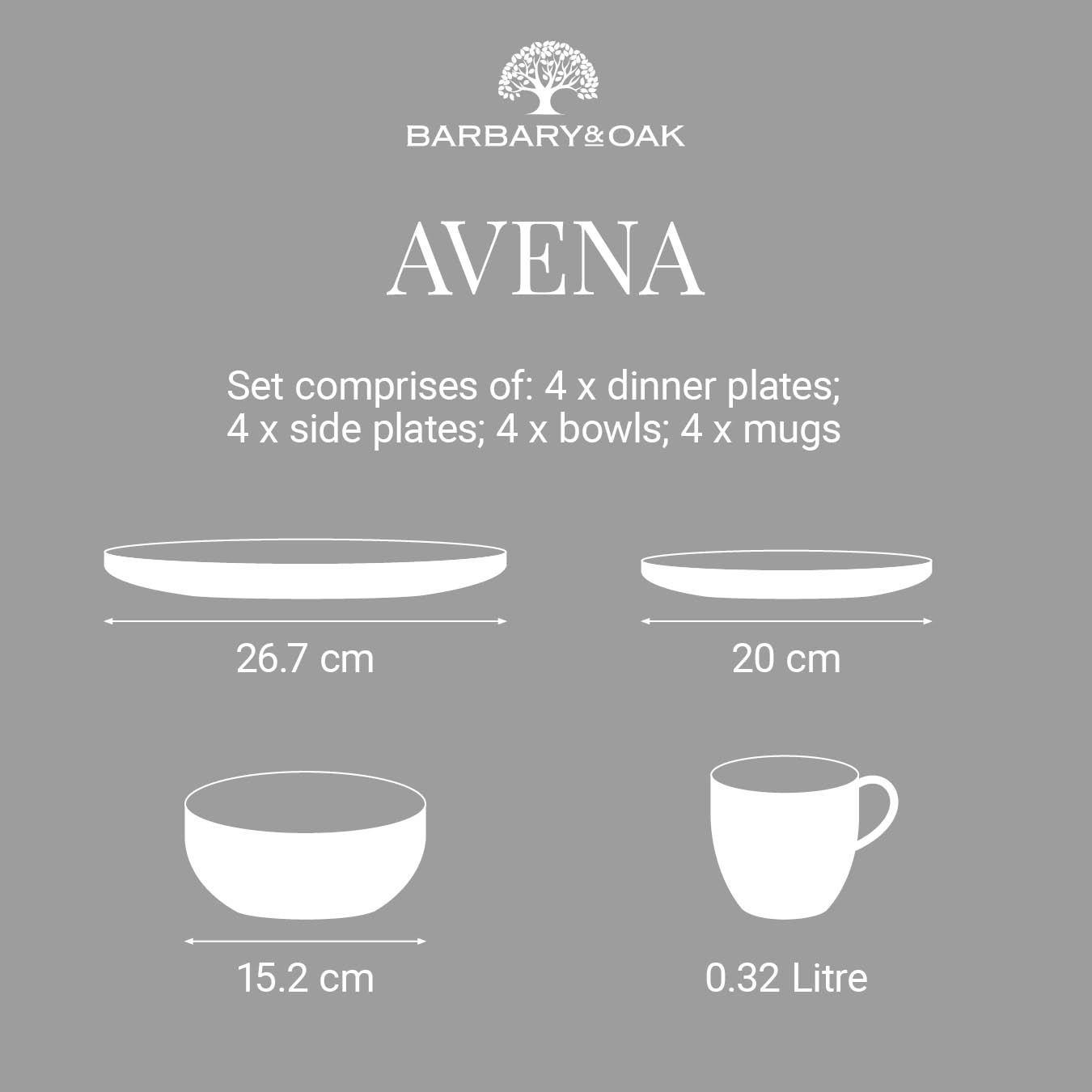 White - Barbary And Oak - Avena 16 Piece Dinnerware Set - 8