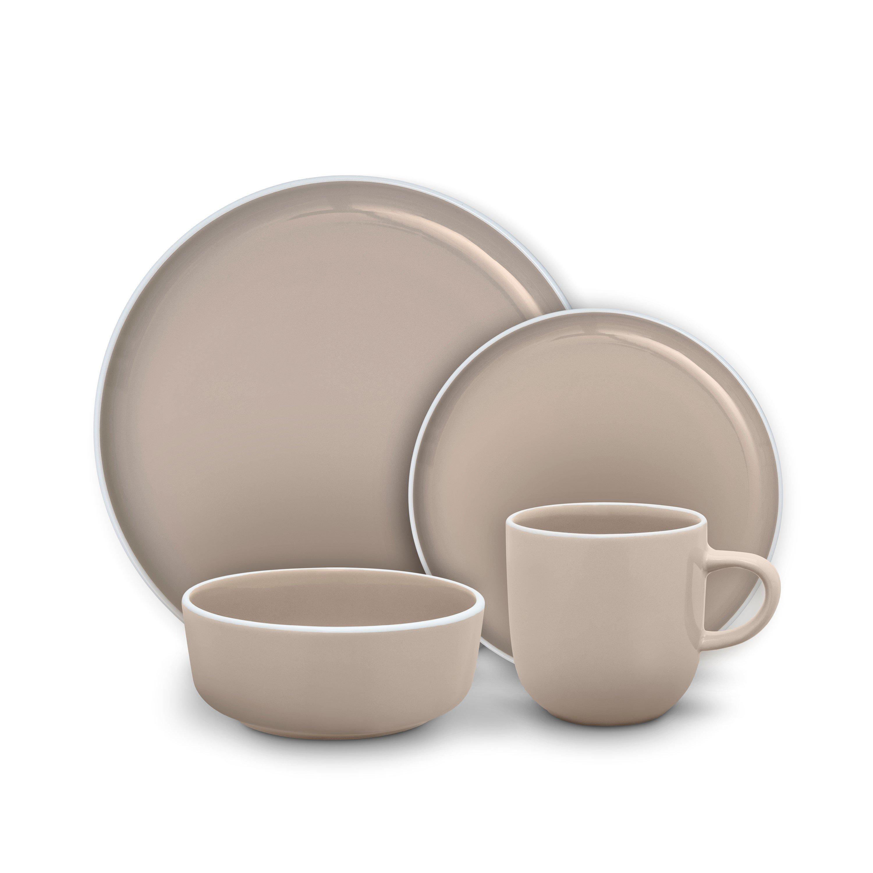 Beige - Barbary And Oak - Nattura 16 Piece Dinnerware Set 4x Dinner Plates Side Plates Bowls Mugs Cashmere BO867022CSH - 1