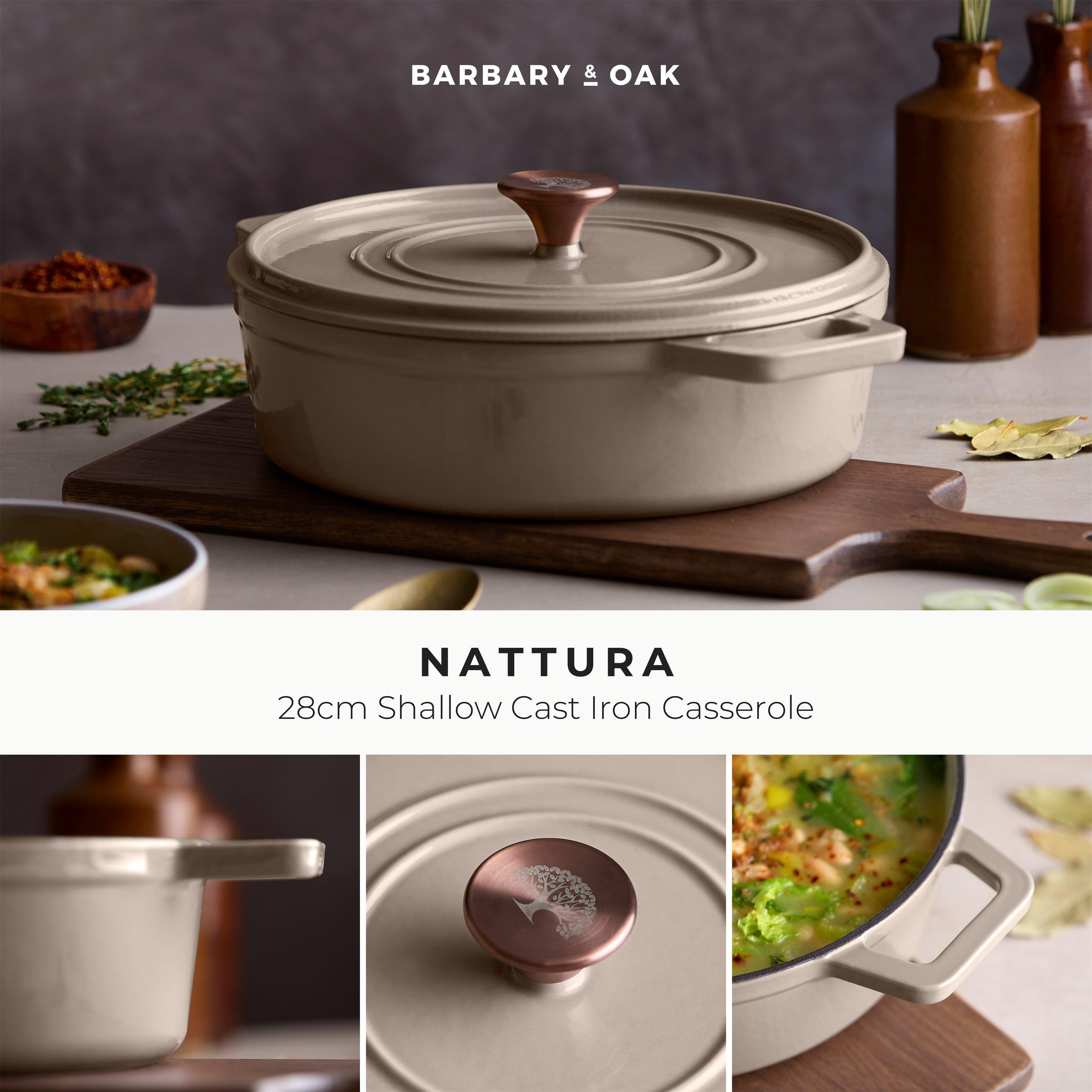Beige - Barbary And Oak - Nattura 28cm Shallow Cast Iron Casserole Cashmere - 2