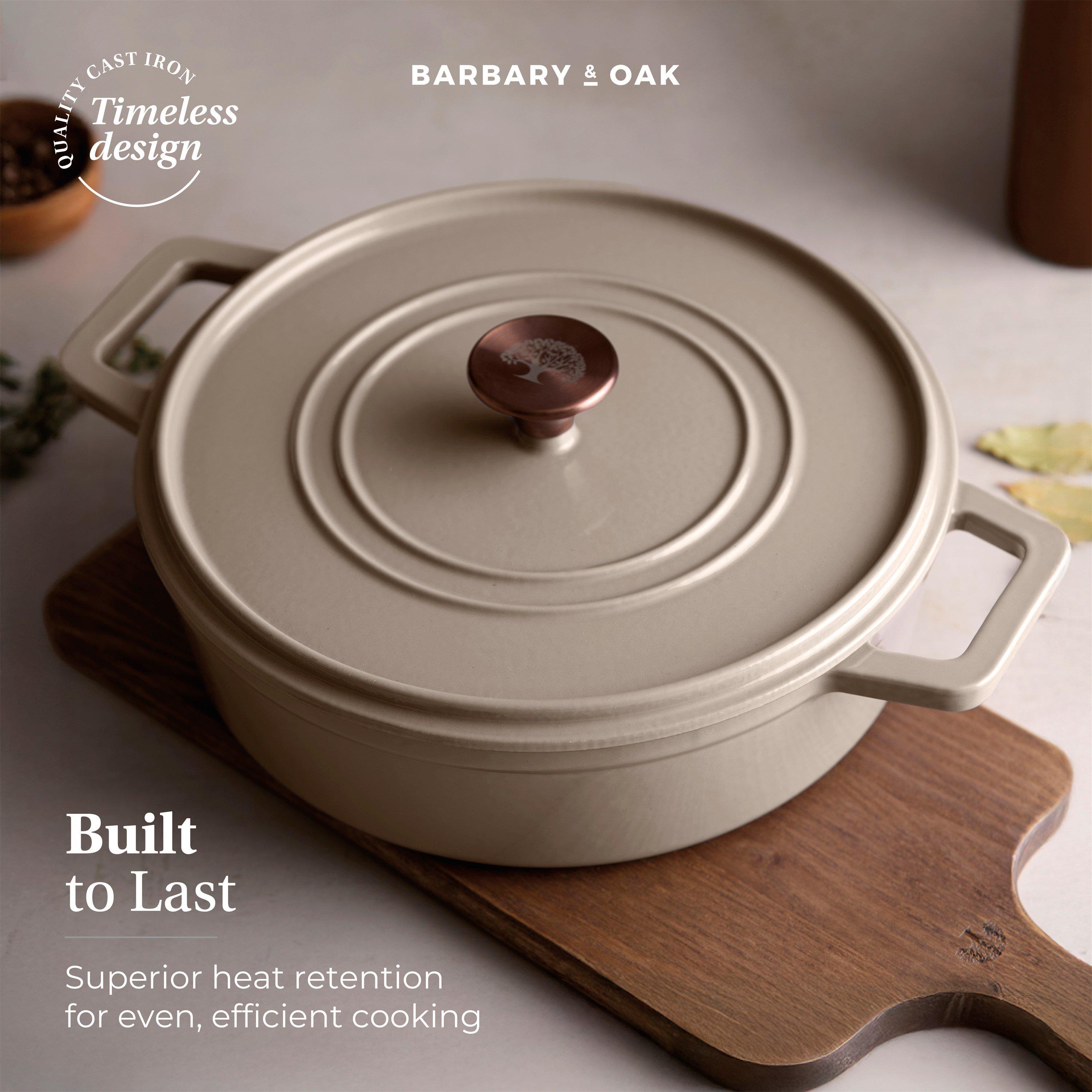 Beige - Barbary And Oak - Nattura 28cm Shallow Cast Iron Casserole Cashmere - 3