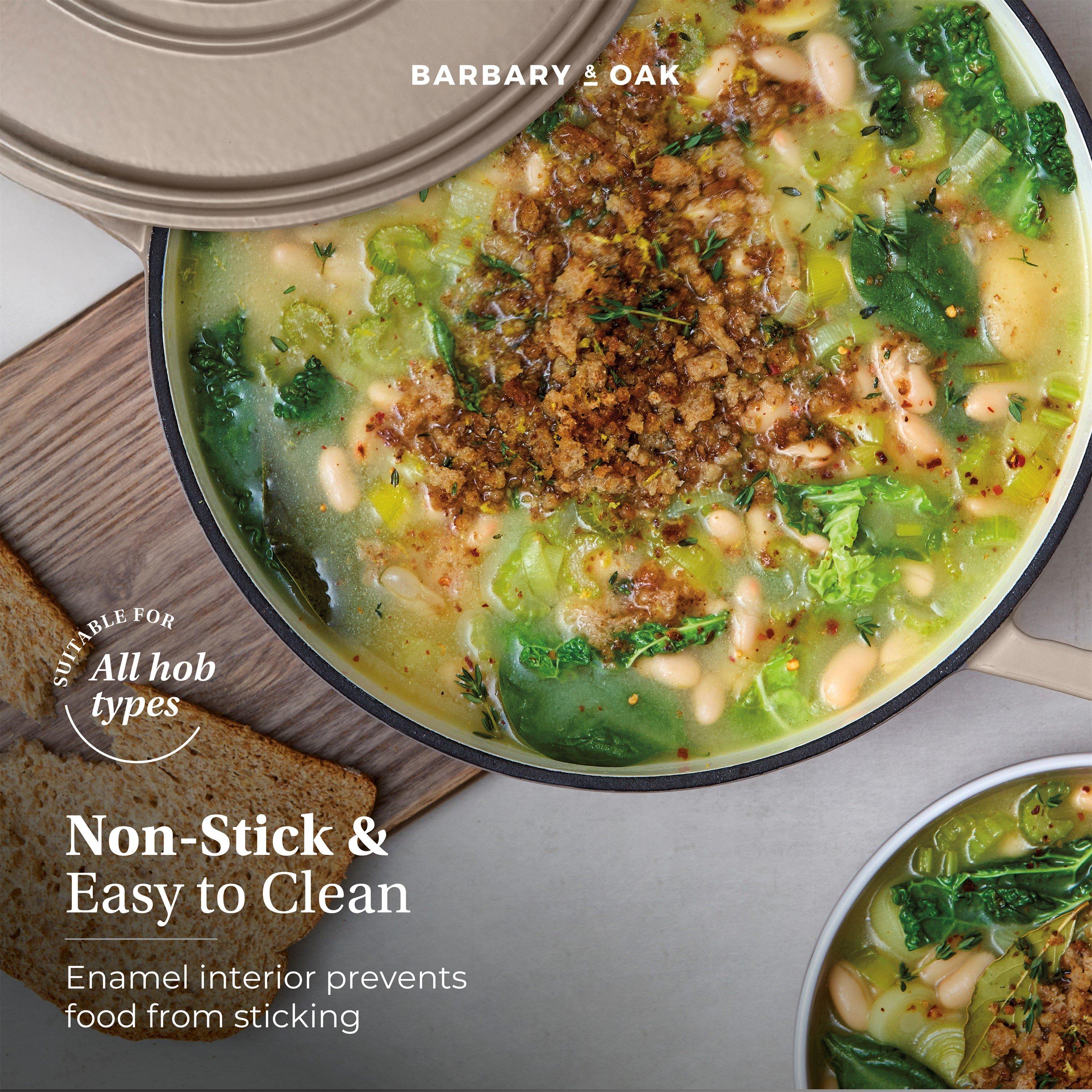 Beige - Barbary And Oak - Nattura 28cm Shallow Cast Iron Casserole Cashmere - 4