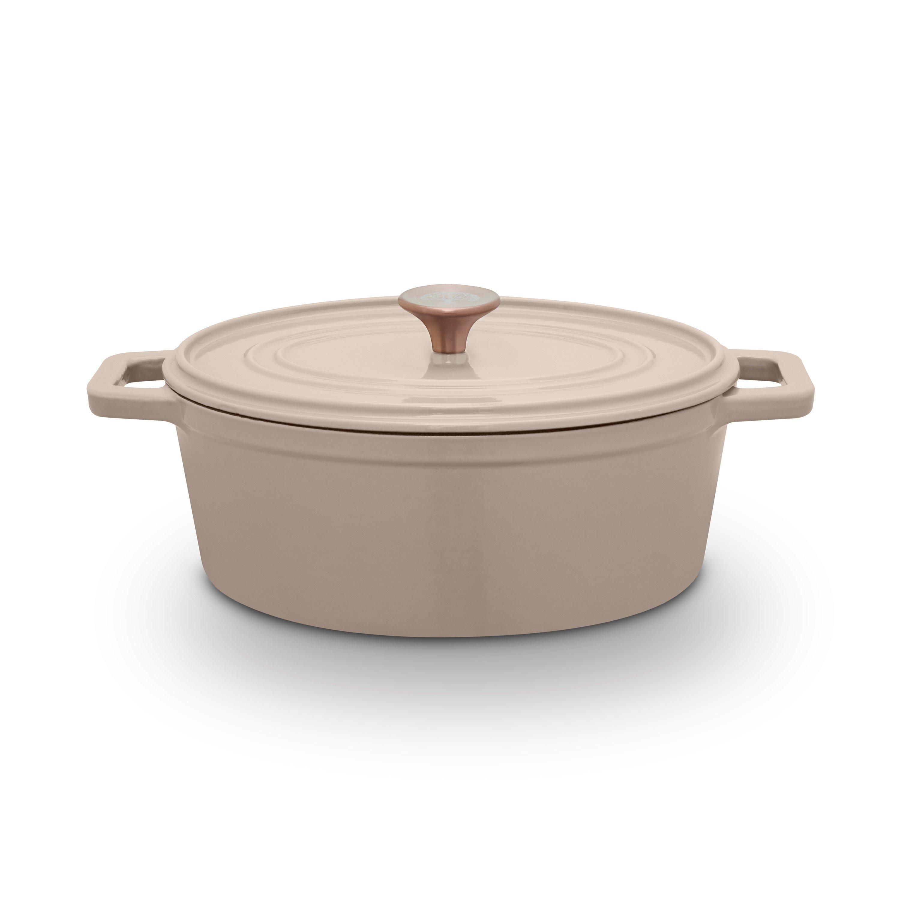 Beige - Barbary And Oak - Nattura 29cm Oval Cast Iron Casserole Cashmere - 1