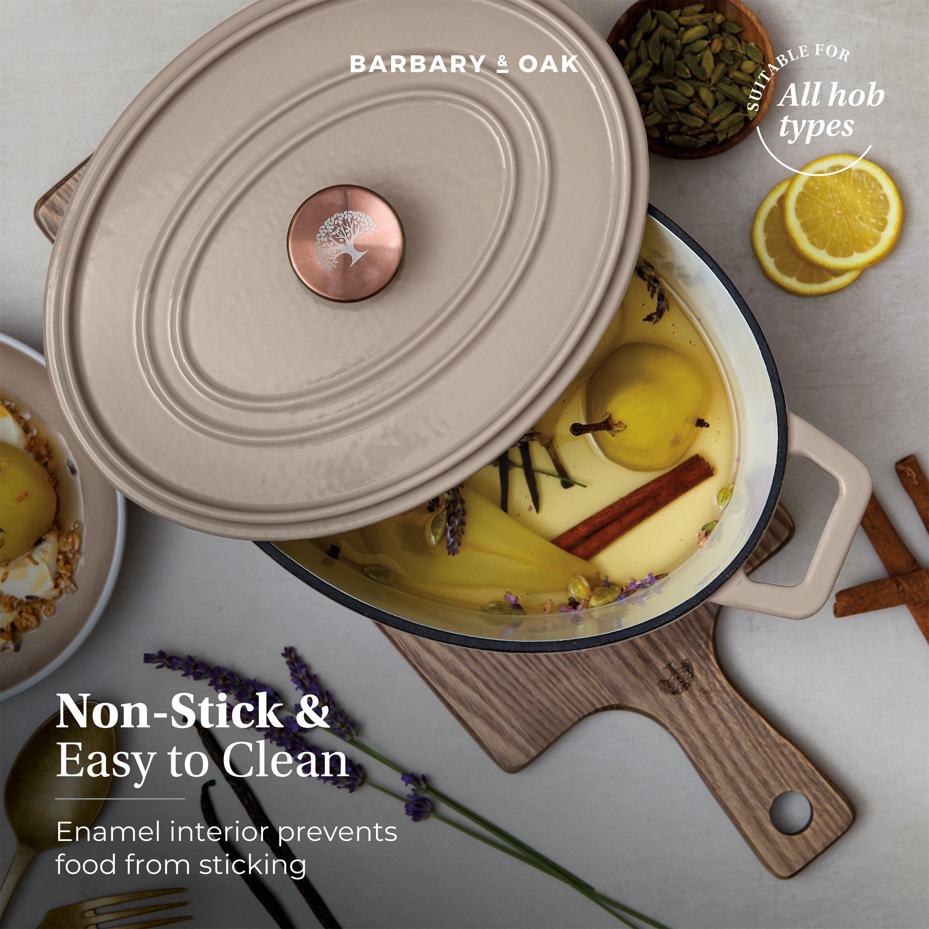 Beige - Barbary And Oak - Nattura 29cm Oval Cast Iron Casserole Cashmere - 4