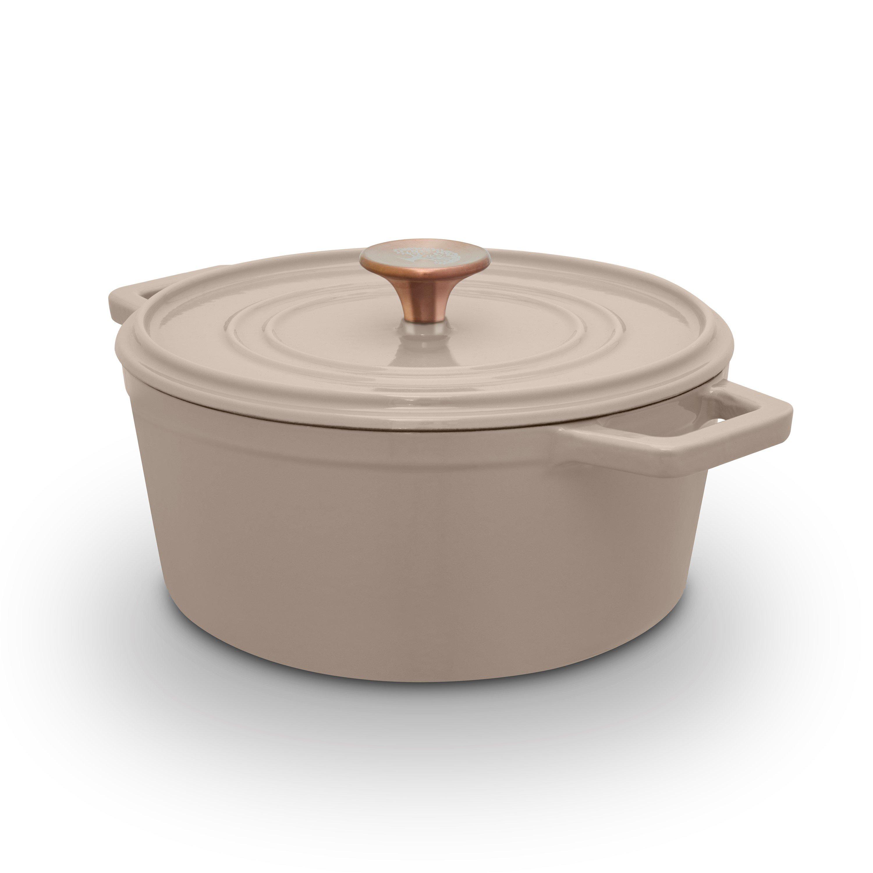 Beige - Barbary And Oak - Nattura 24cm Round Cast Iron Casserole Cashmere - 1