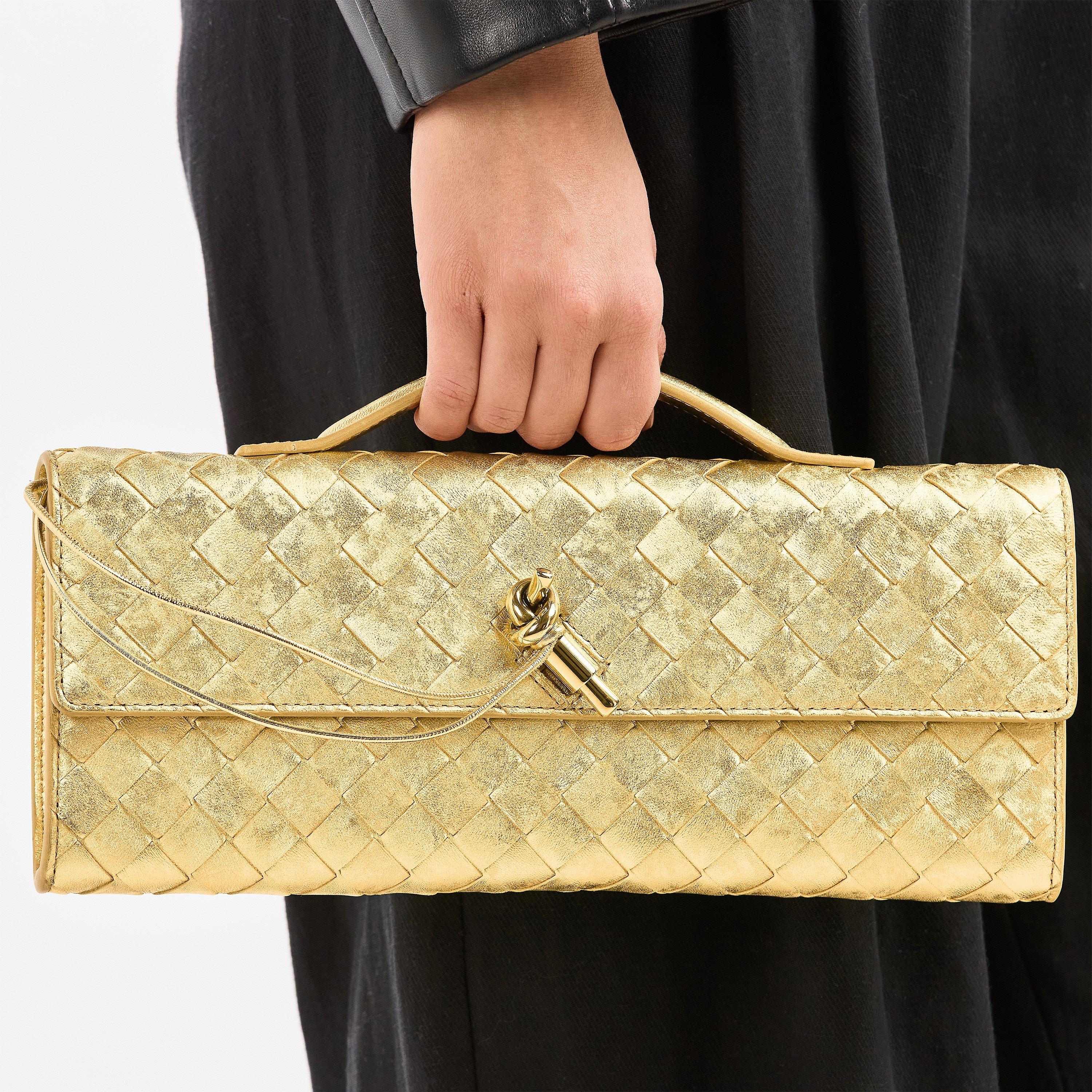 Gold - Bottega Veneta - Womens Andiamo Clutch - 3