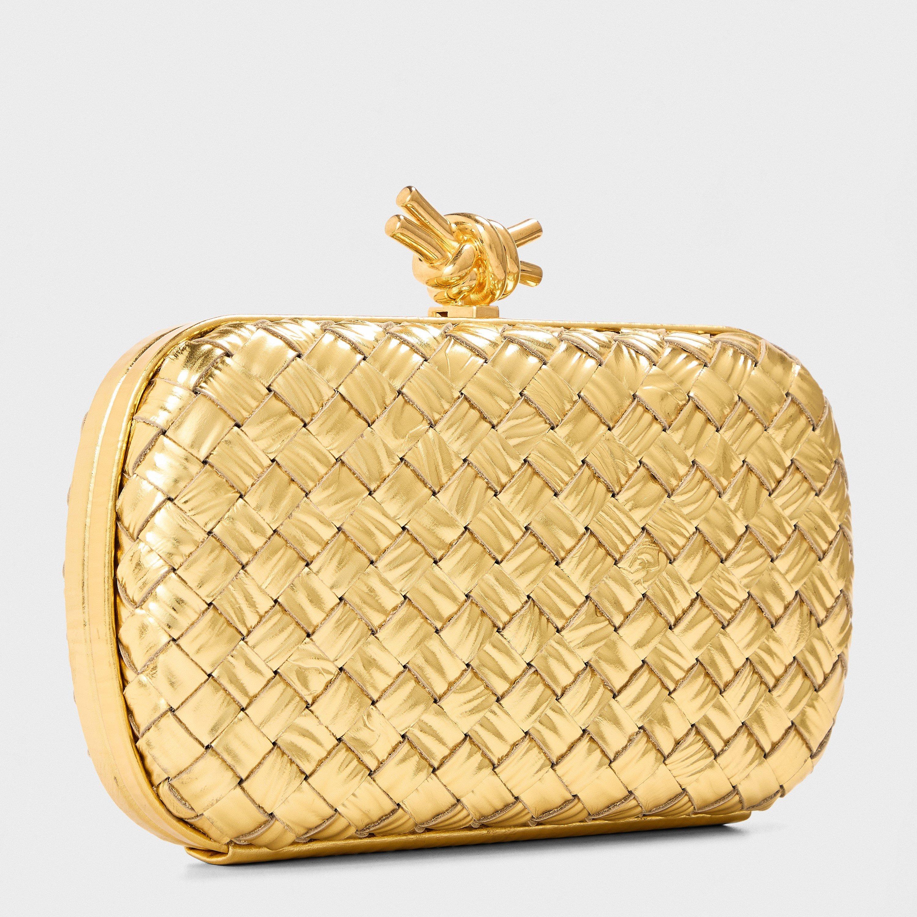 Gold - Bottega Veneta - Women's BV Knot Metallic Clutch Bag - 2