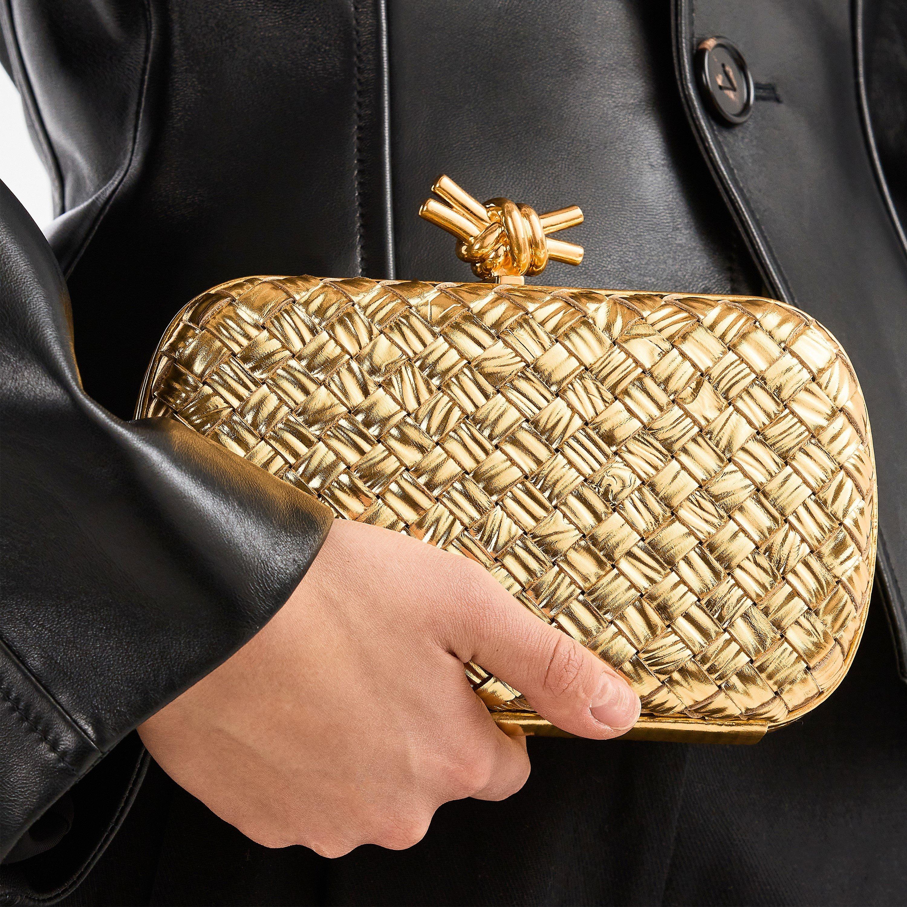 Gold - Bottega Veneta - Women's BV Knot Metallic Clutch Bag - 3