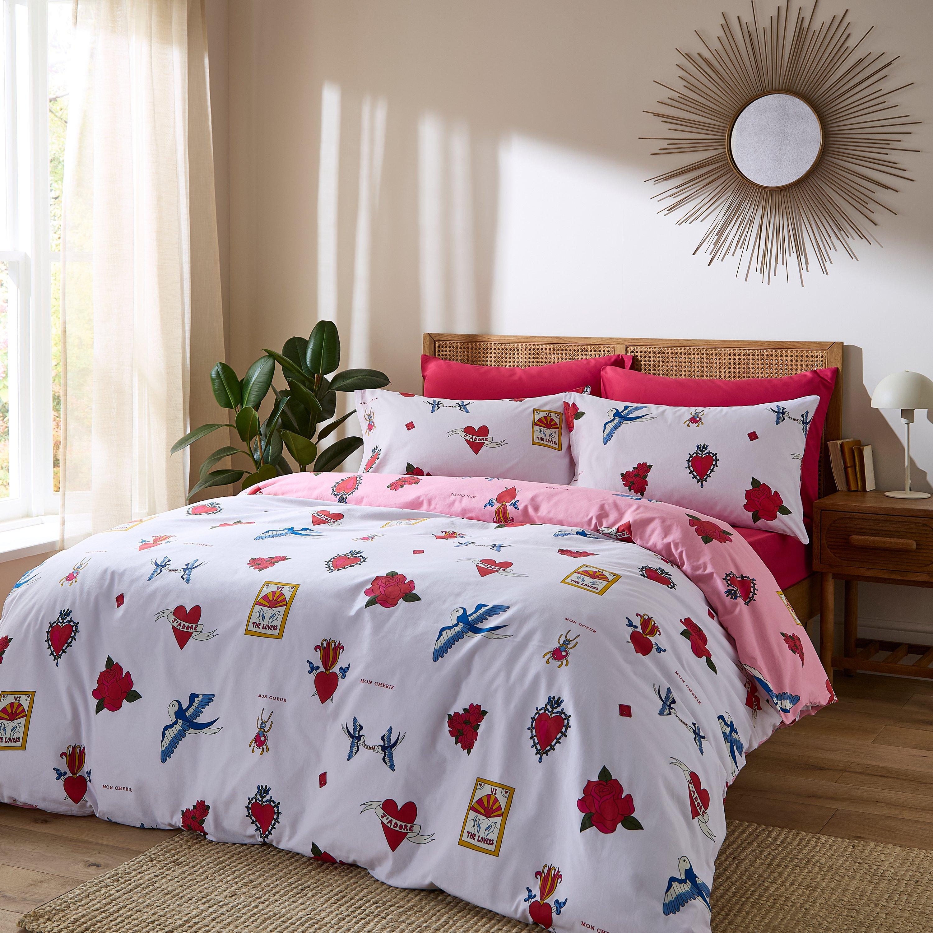 Pink - Their Nibs - Mon Coeur Cotton Reversible Duvet Cover Set - 2