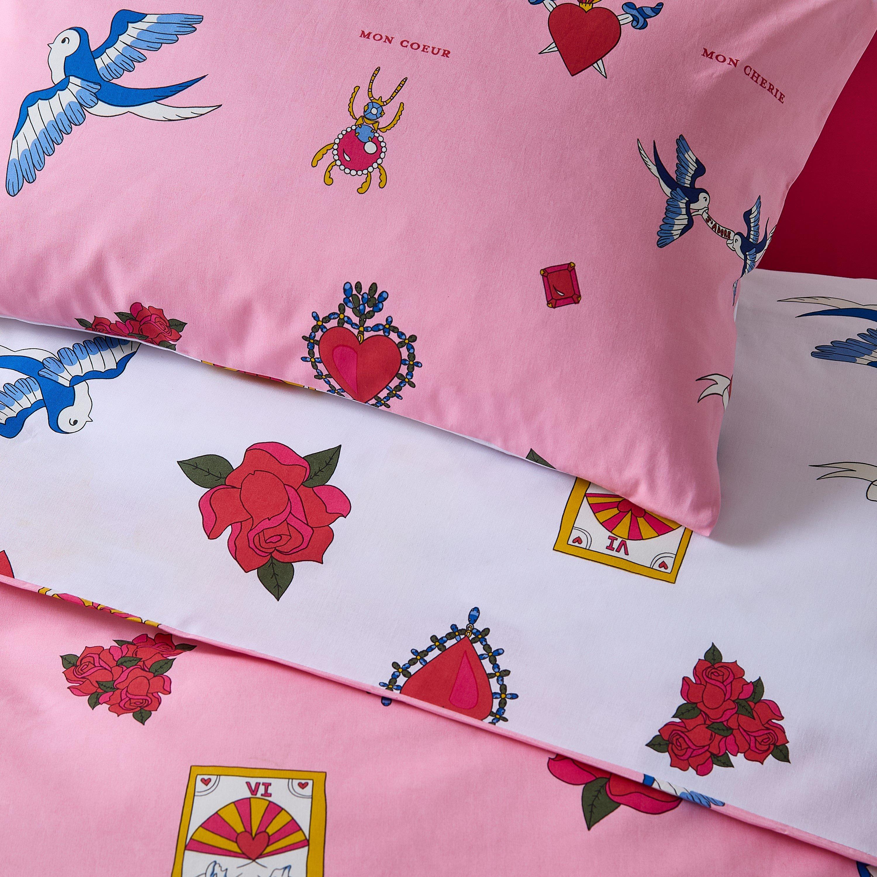 Pink - Their Nibs - Mon Coeur Cotton Reversible Duvet Cover Set - 4