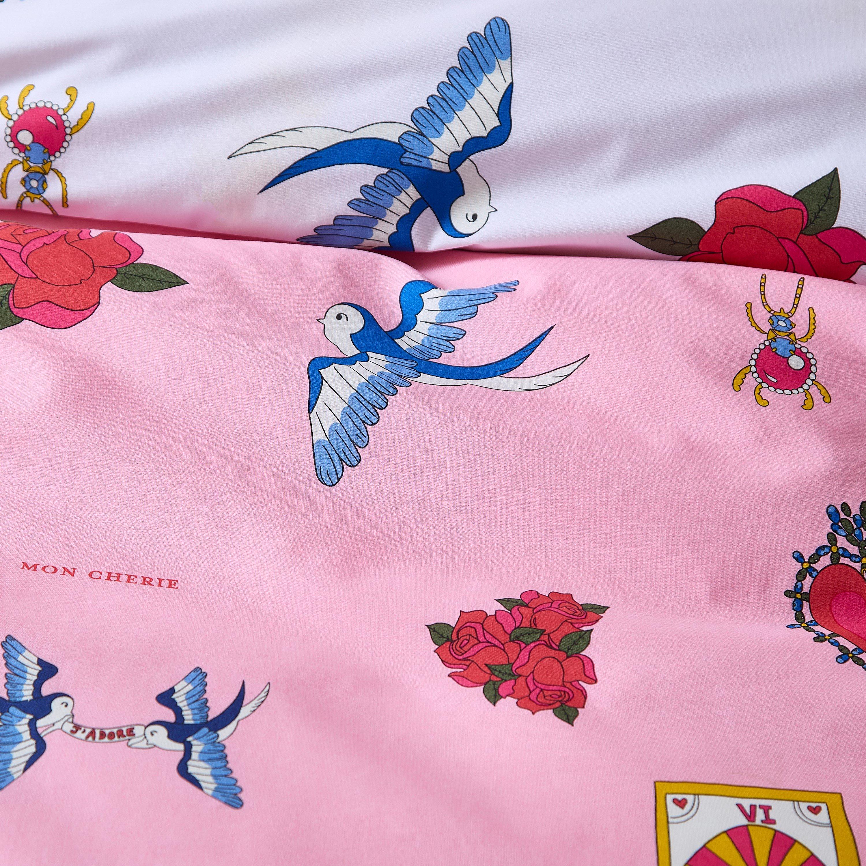 Pink - Their Nibs - Mon Coeur Cotton Reversible Duvet Cover Set - 5
