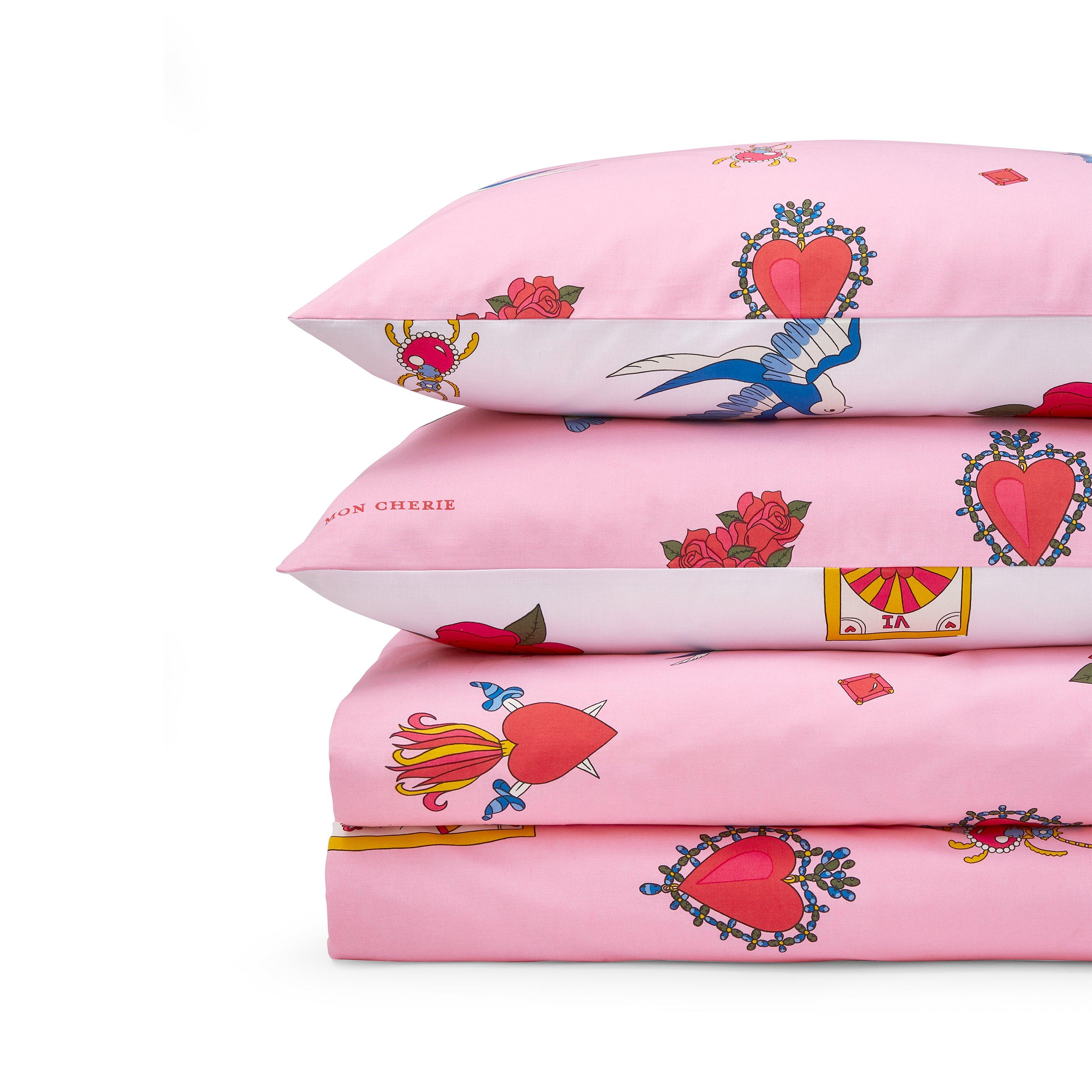 Pink - Their Nibs - Mon Coeur Cotton Reversible Duvet Cover Set - 6