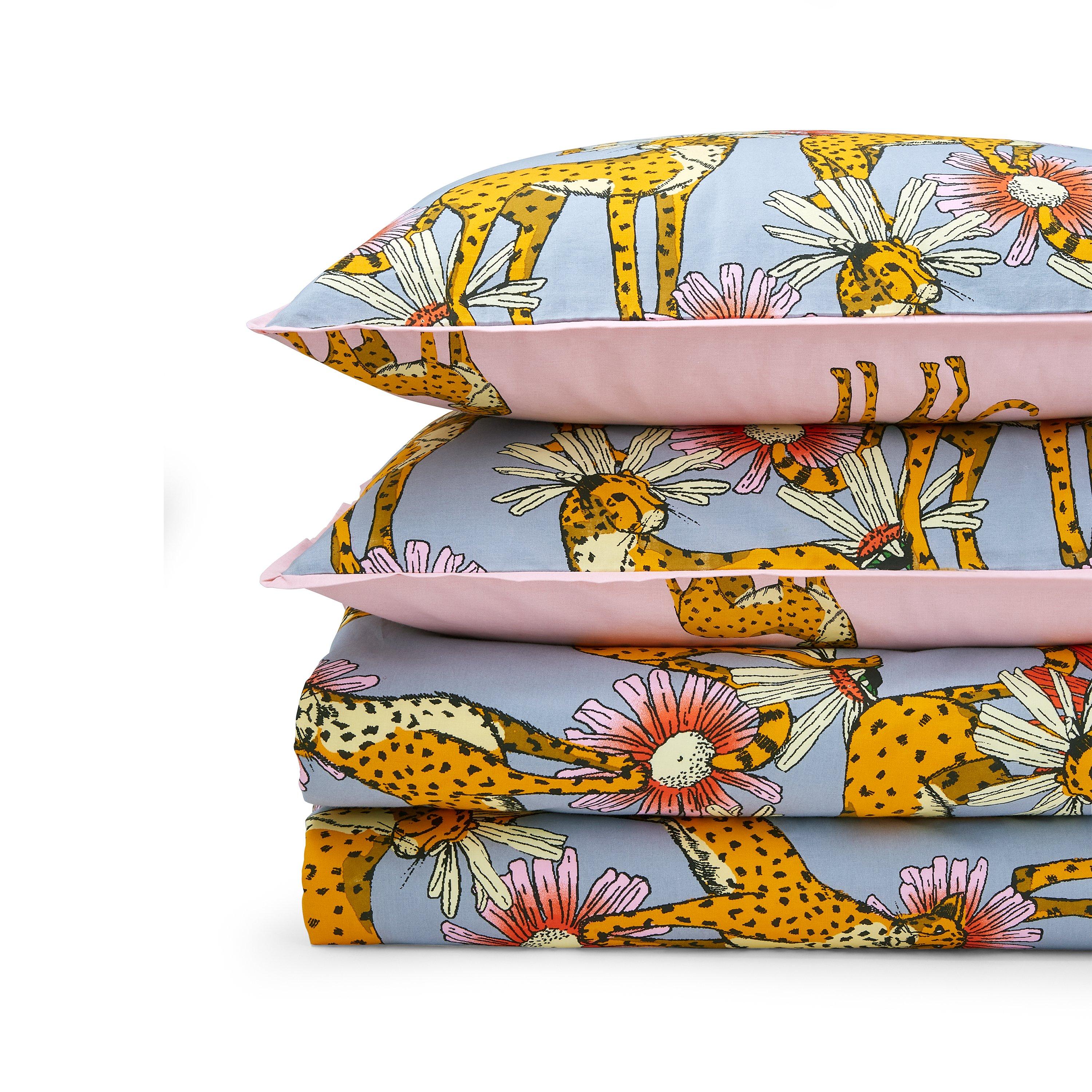 Grey - Their Nibs - Untamed Cheetah Cotton Reversible Duvet Cover Set - 6