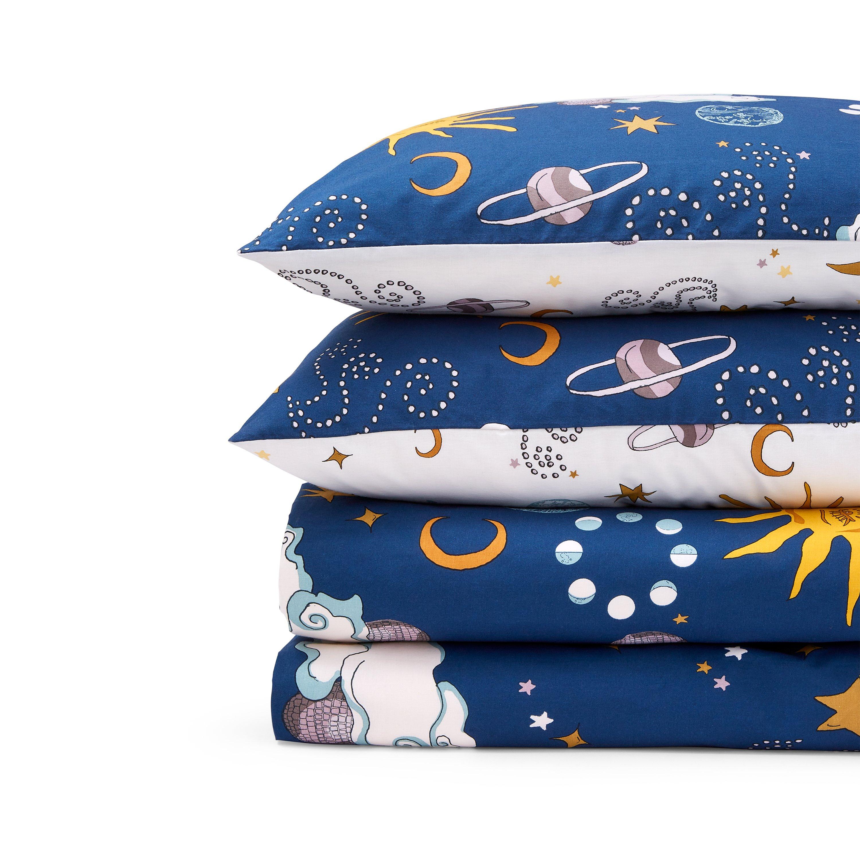 Navy Blue - Their Nibs - Disco Space Cotton Reversible Duvet Cover Set - 6