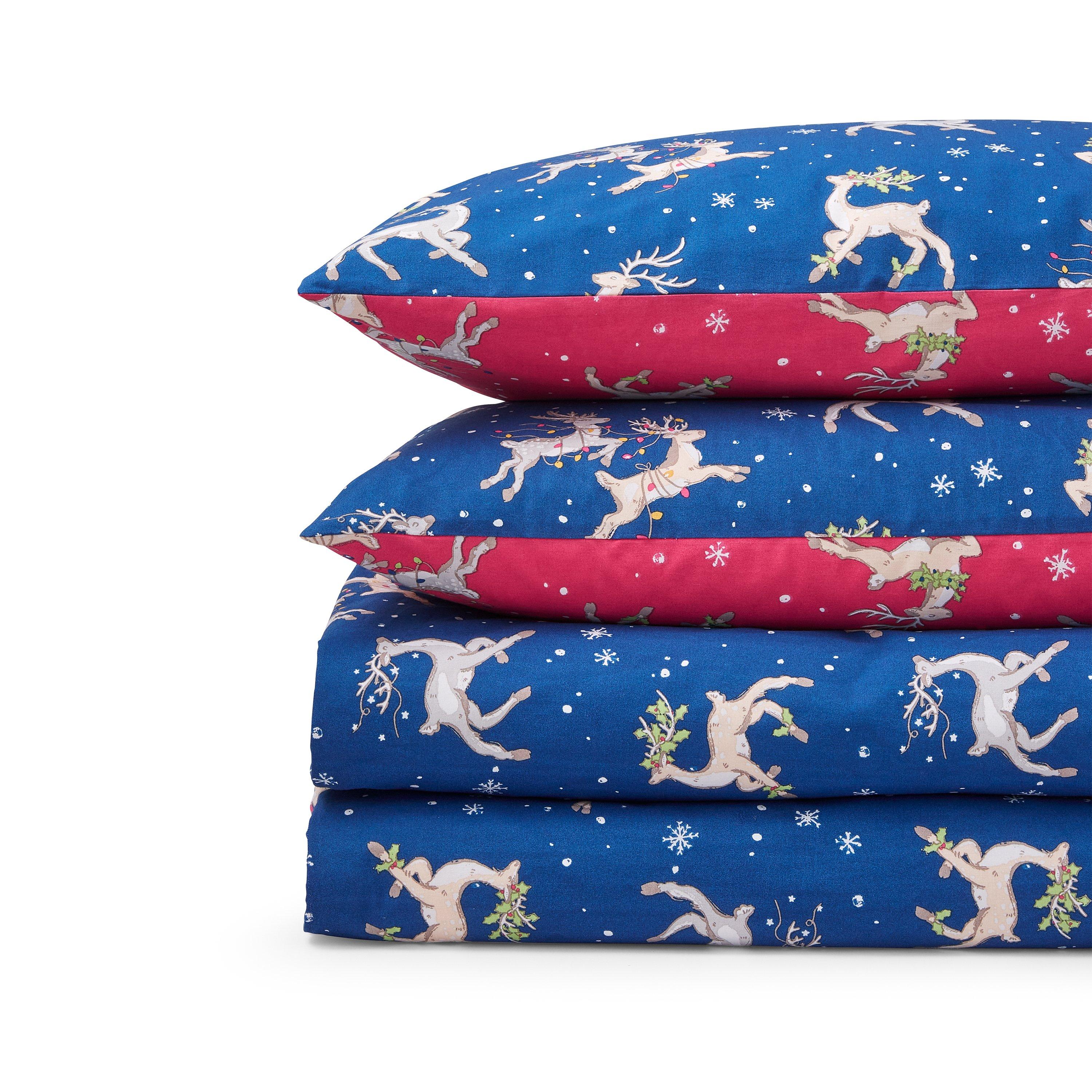 Blue - Their Nibs - Christmas Reindeer Reversible Duvet Cover Set - 6