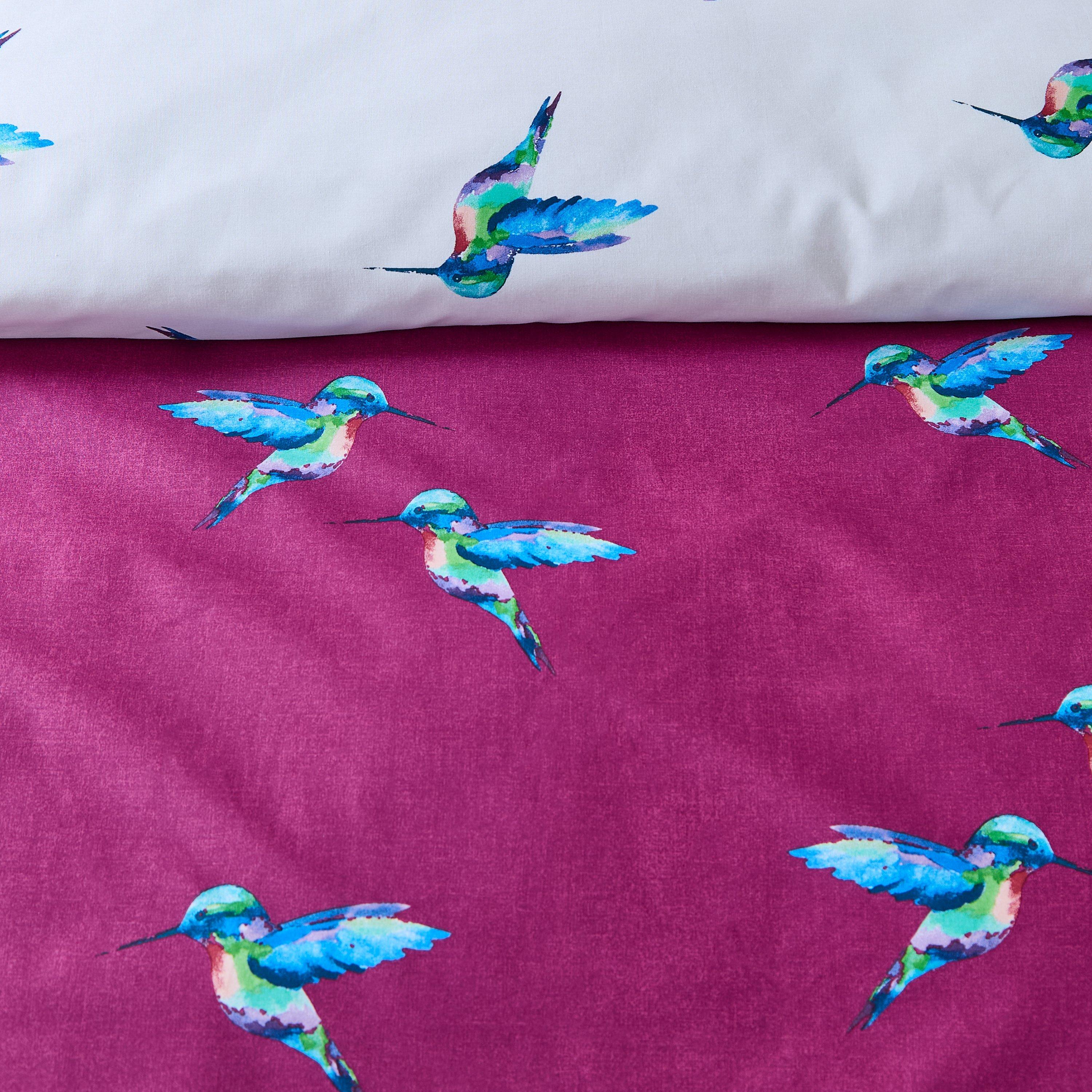 Plum - Their Nibs - Hummingbird Cotton Reversible Duvet Cover Set - 5