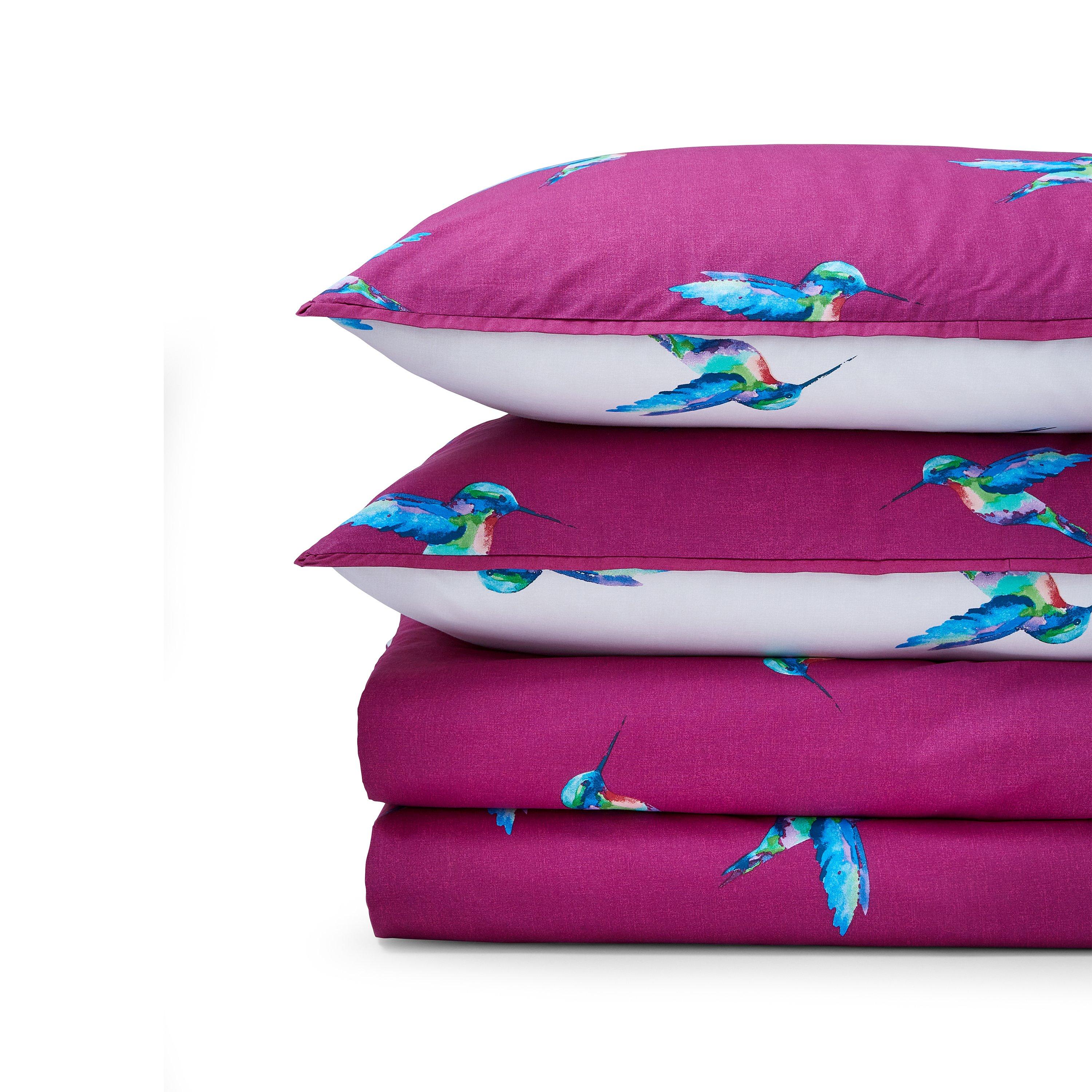 Plum - Their Nibs - Hummingbird Cotton Reversible Duvet Cover Set - 6