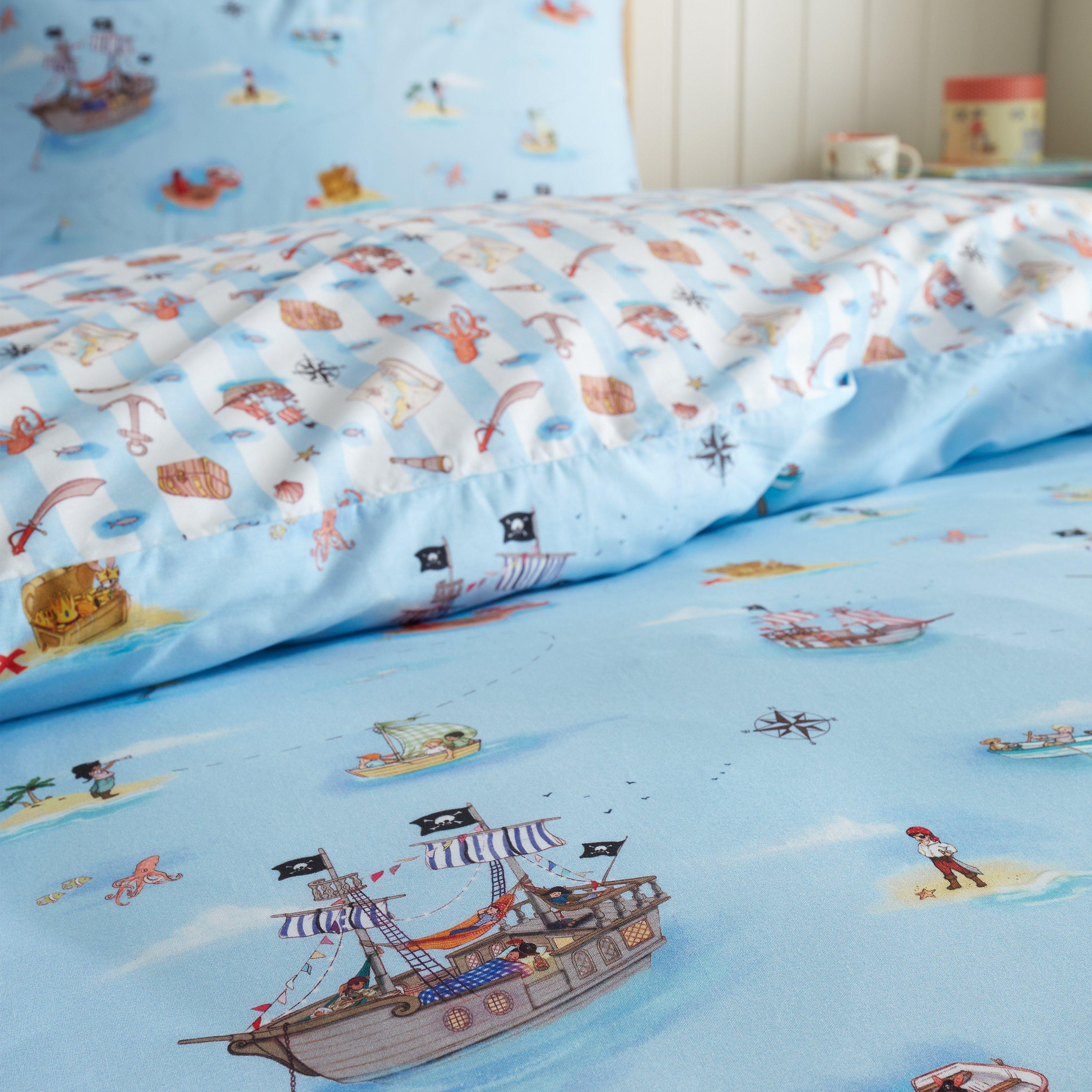 Blue - Belle & Boo - Pirates Reversible Cotton Duvet Cover Set - 4
