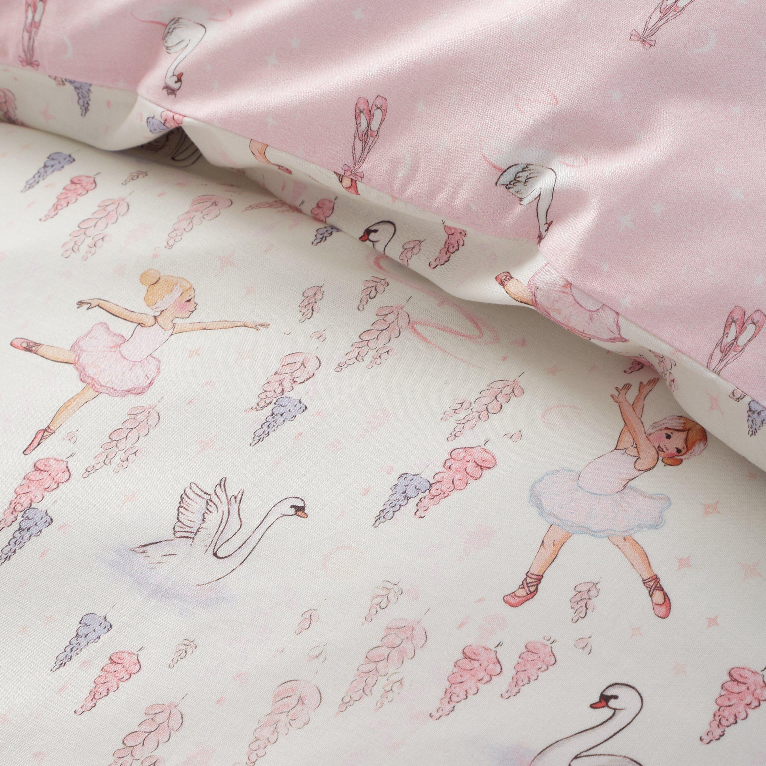 Pink - Belle & Boo - Ballerina Reversible Cotton Duvet Cover Set - 4