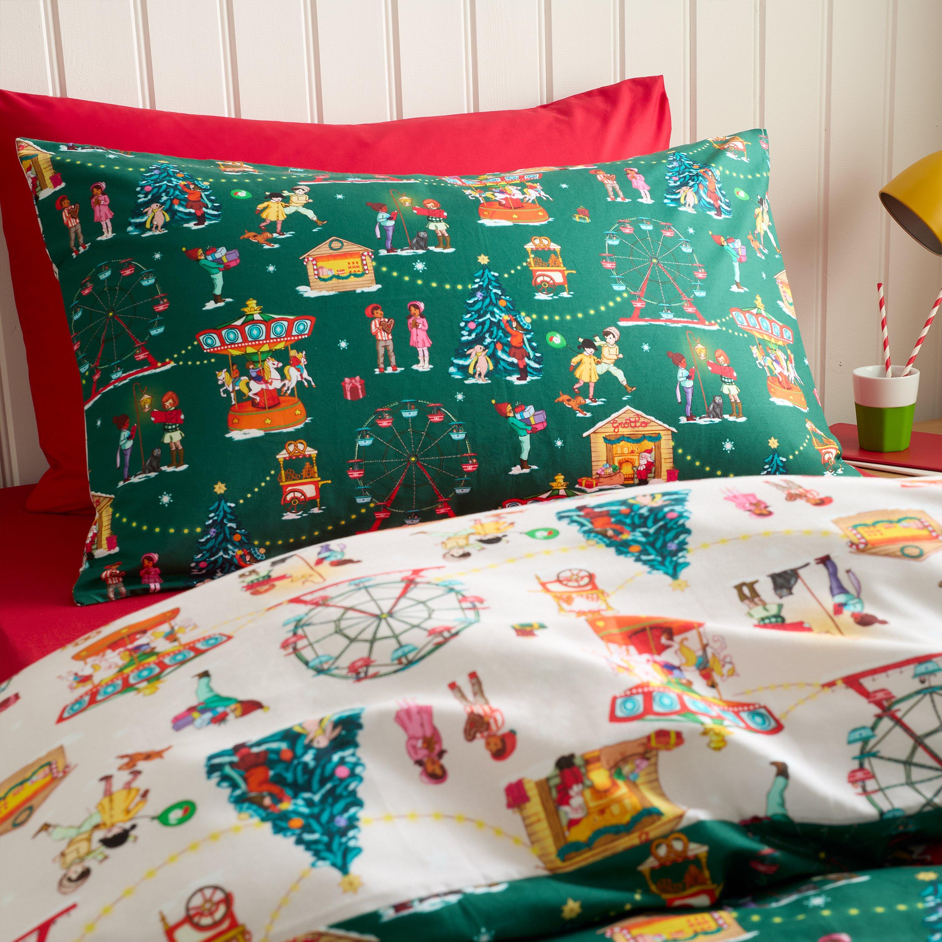 Green - Belle & Boo - Christmas Fairground Reversible Duvet Cover Set - 3