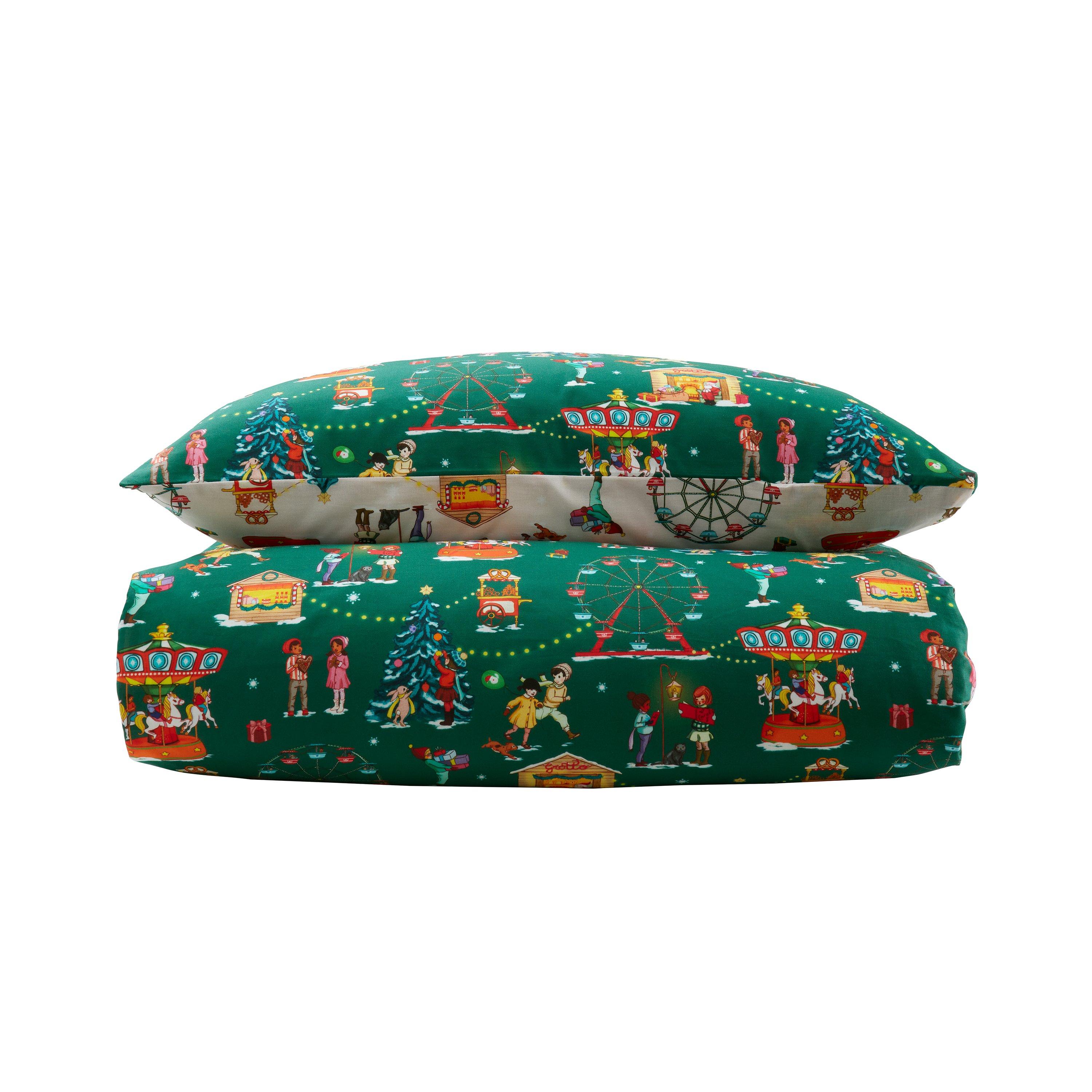 Green - Belle & Boo - Christmas Fairground Reversible Duvet Cover Set - 5