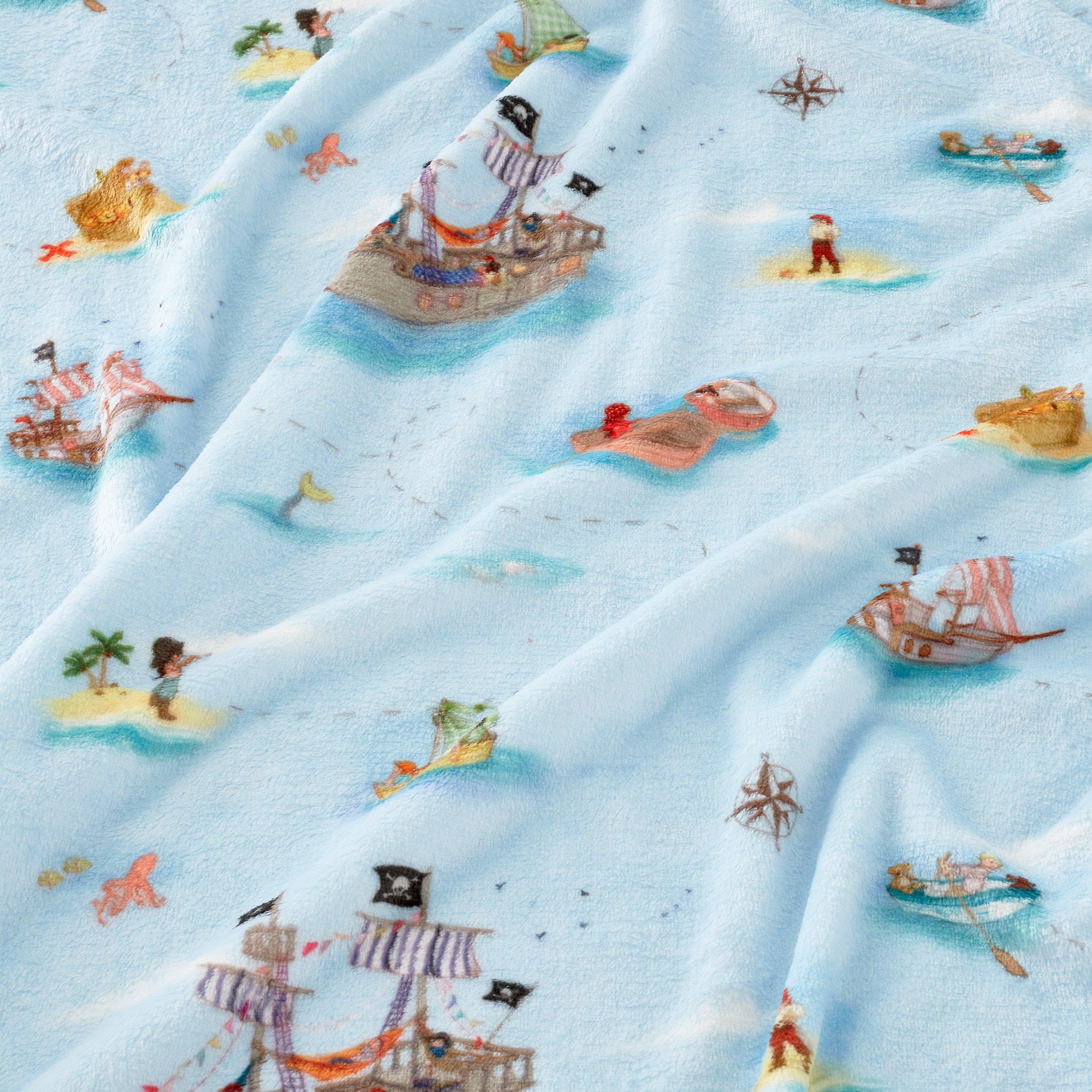 Blue - Belle & Boo - Pirates Cosy Fleece Blanket Throw - 2