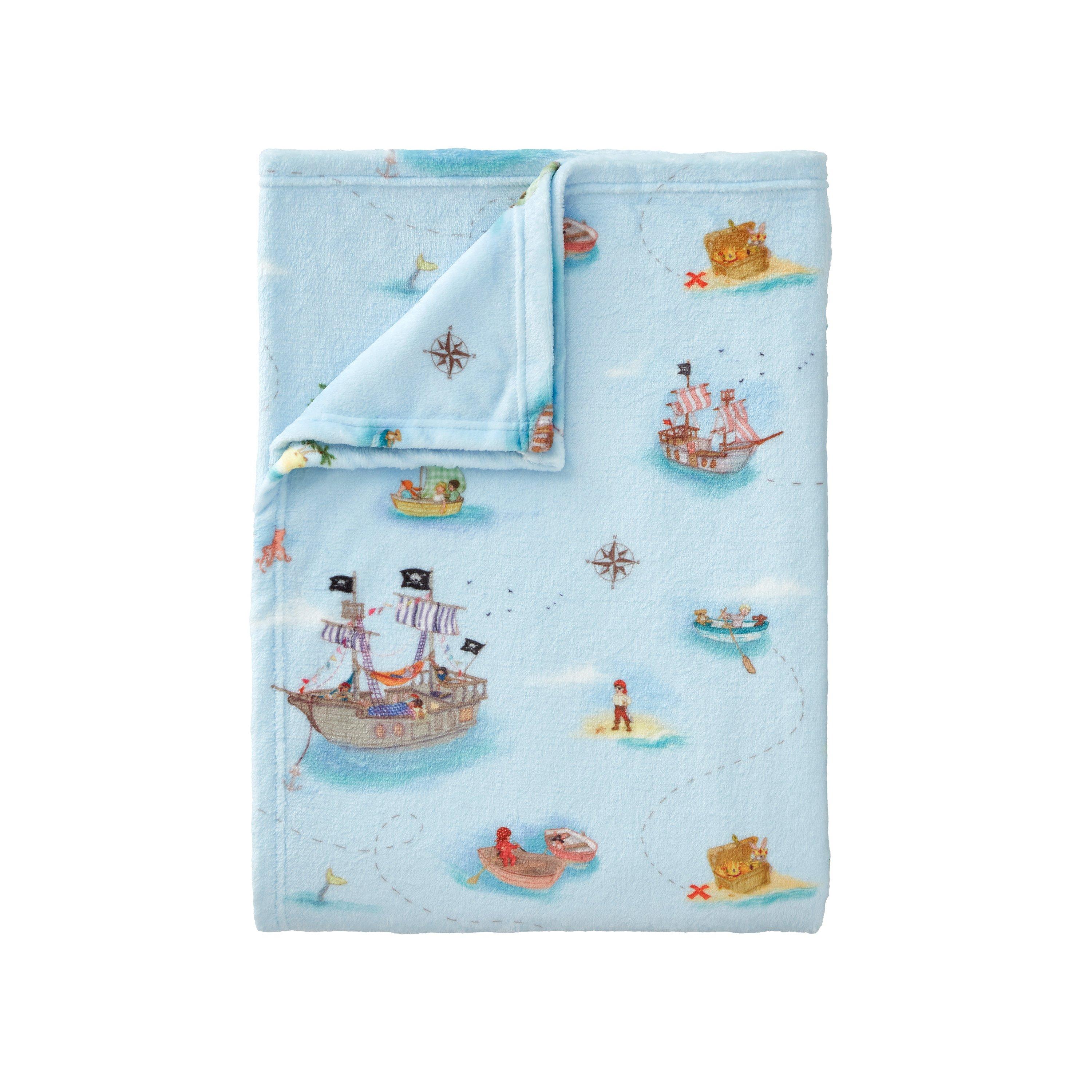 Blue - Belle & Boo - Pirates Cosy Fleece Blanket Throw - 3