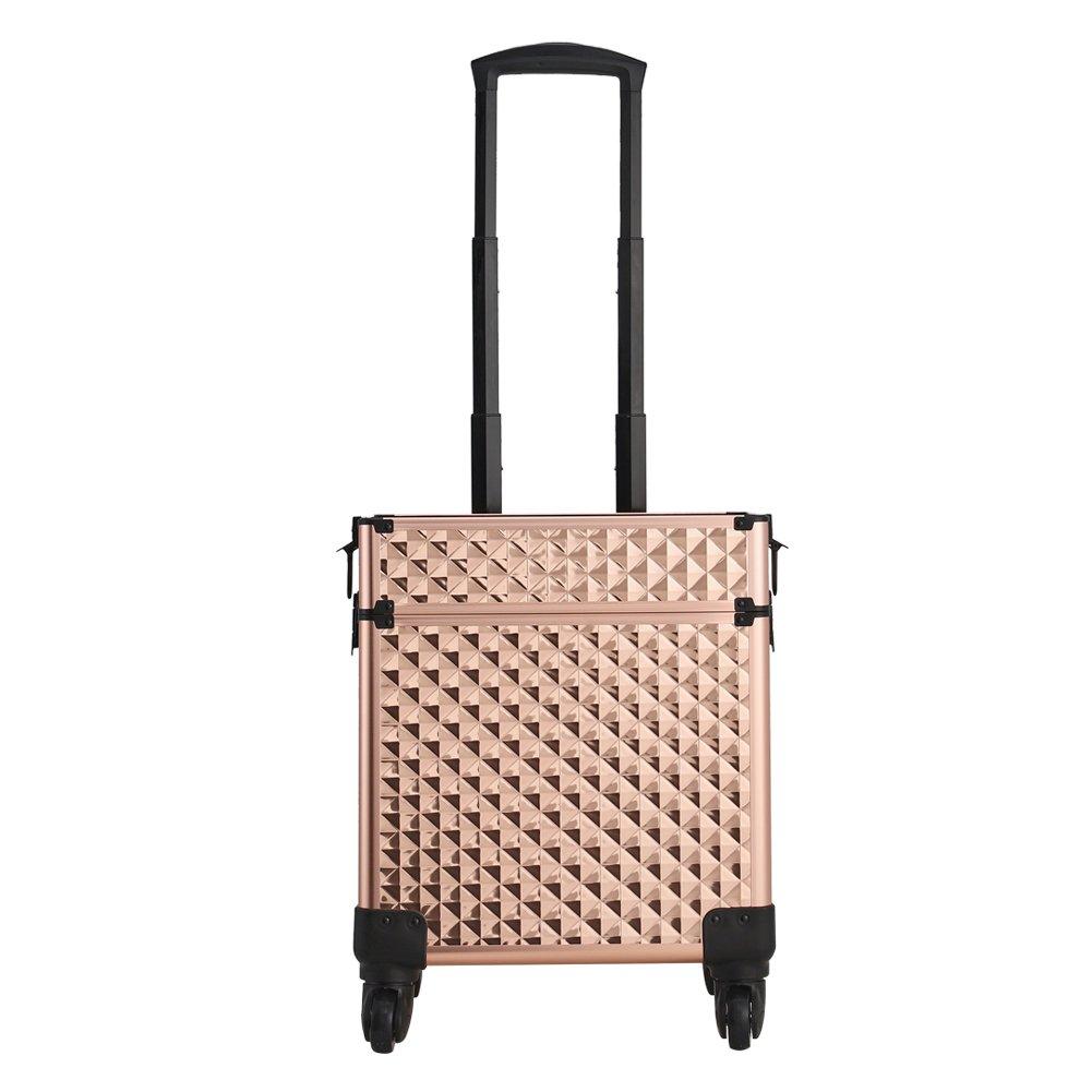 Rose Gold - SHEONLY - 3 in 1 Portable Cosmetic Makeup Train Case - 5