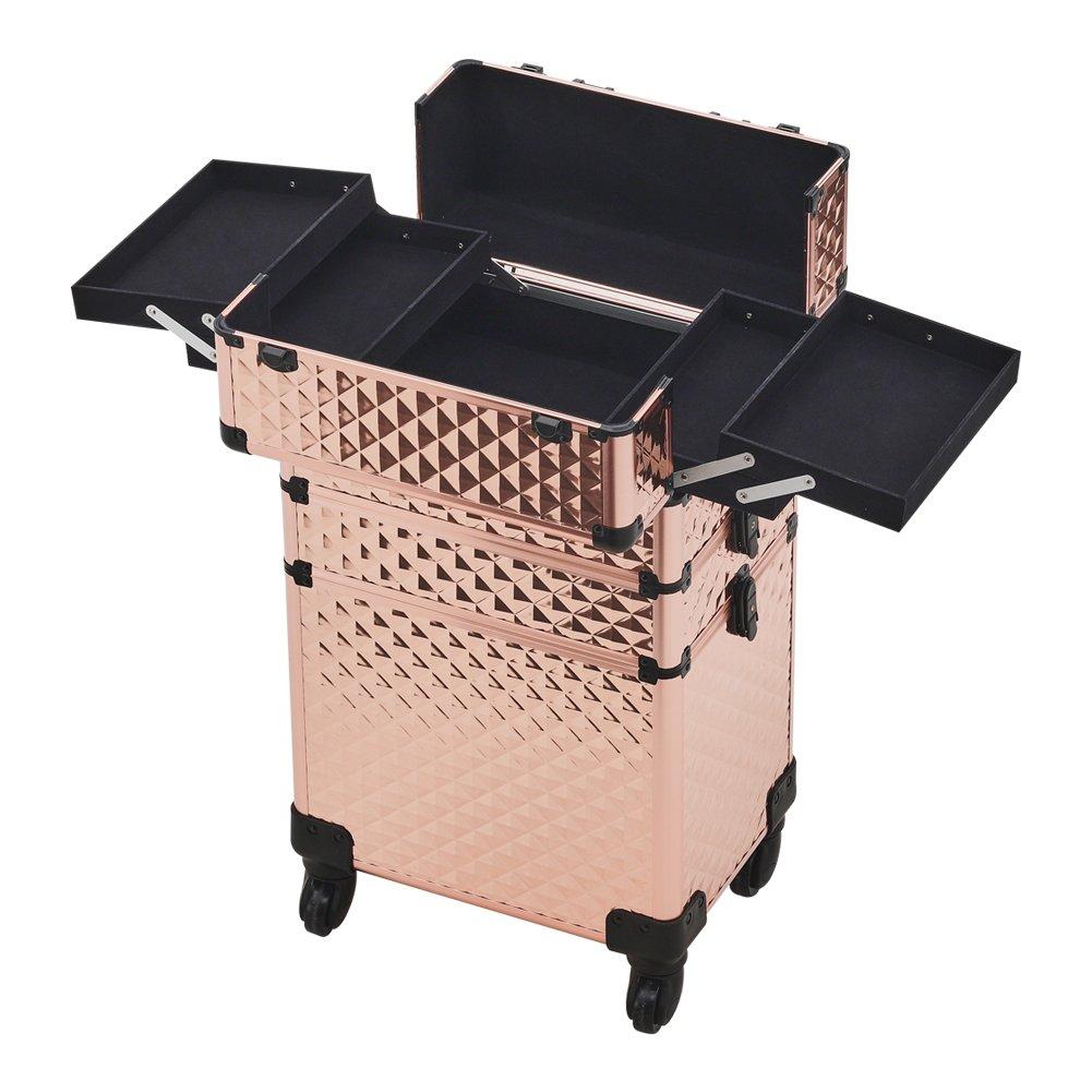 Rose Gold - SHEONLY - 3 in 1 Portable Cosmetic Makeup Train Case - 6