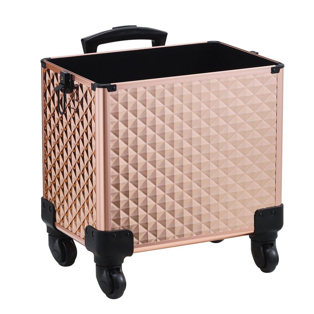 Rose Gold - SHEONLY - 3 in 1 Portable Cosmetic Makeup Train Case - 8