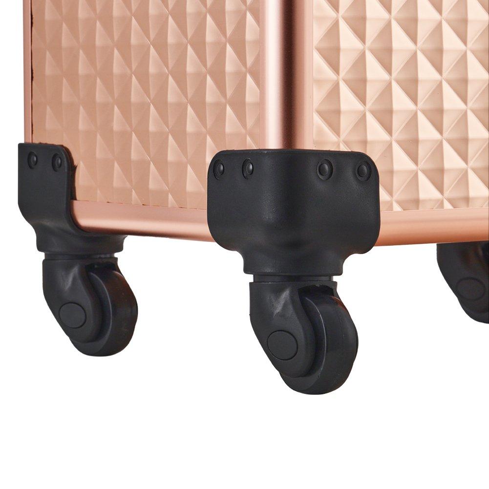 Rose Gold - SHEONLY - 3 in 1 Portable Cosmetic Makeup Train Case - 9