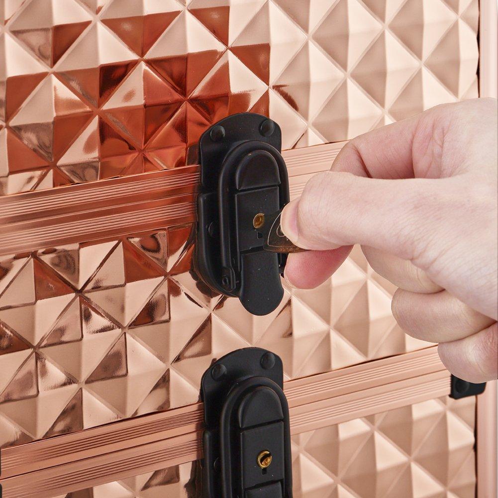 Rose Gold - SHEONLY - 3 in 1 Portable Cosmetic Makeup Train Case - 10