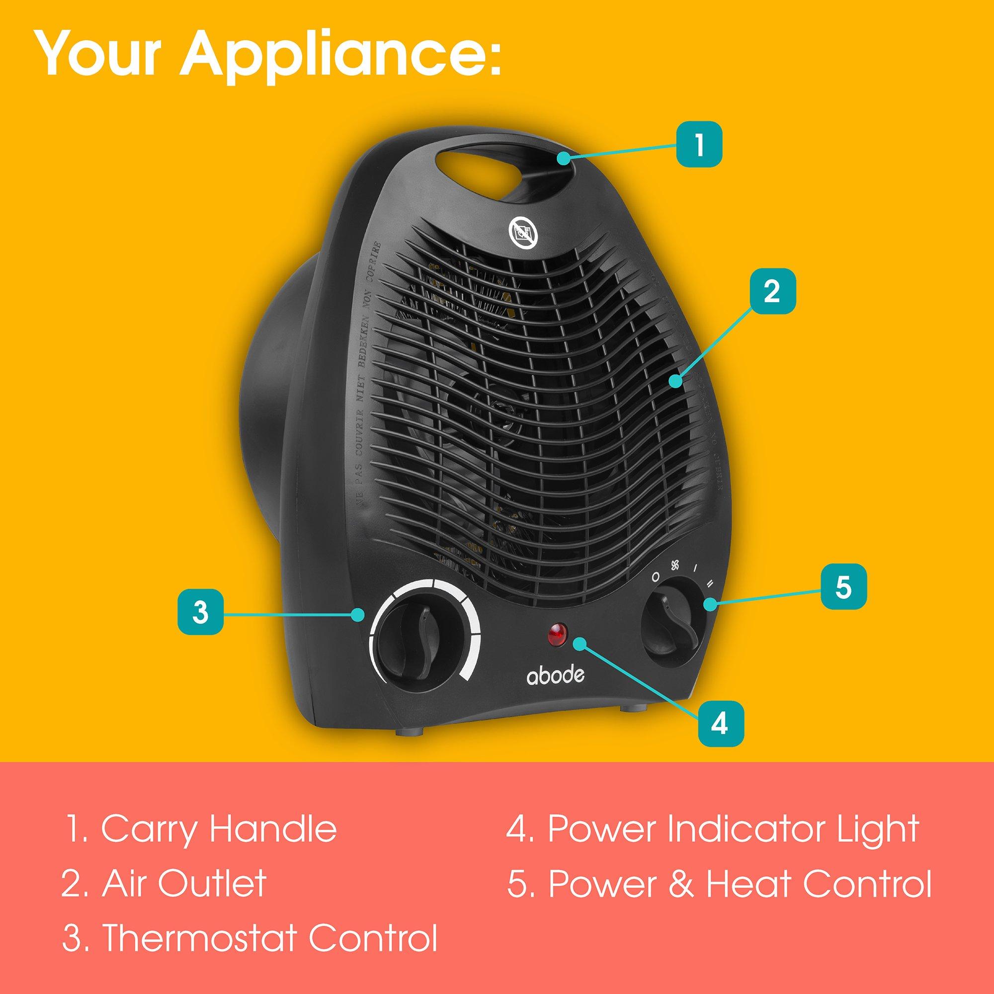 Black - Abode - AFH1002B 2kW Fan Heater in Black - 4