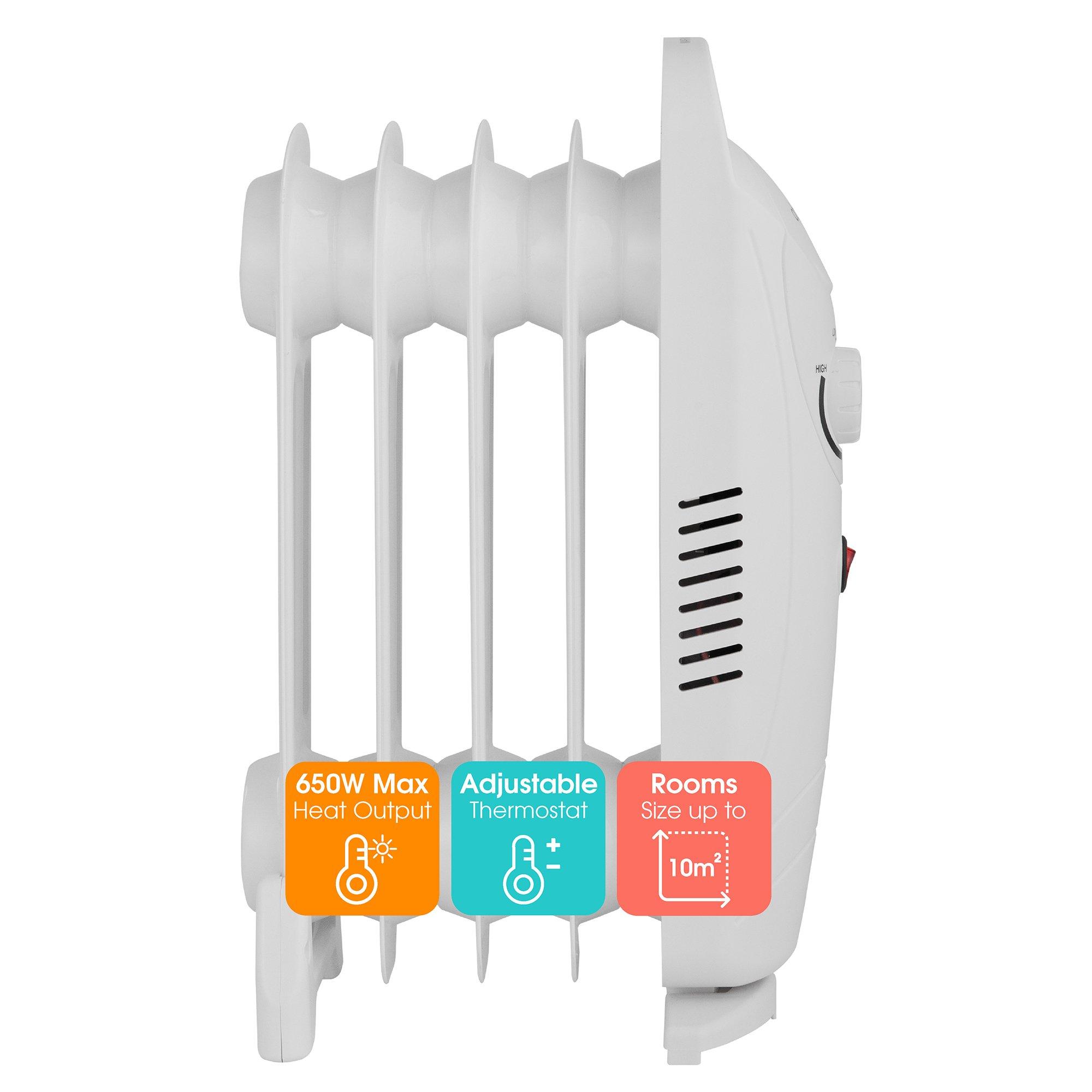 White - Abode - AOFR5001 5 Fin Oil Filled Radiator in White - 1