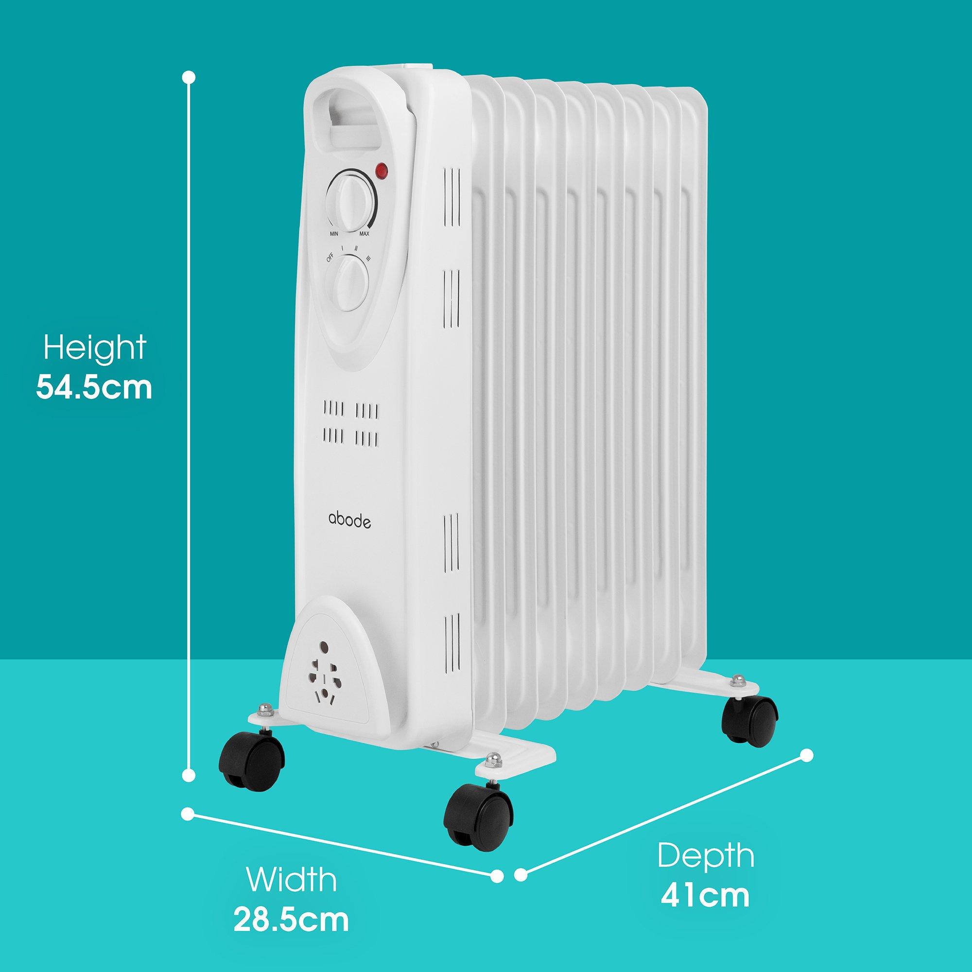 White - Abode - AOFR9003 2kW 9 Fin Oil Filled Radiator in White - 2