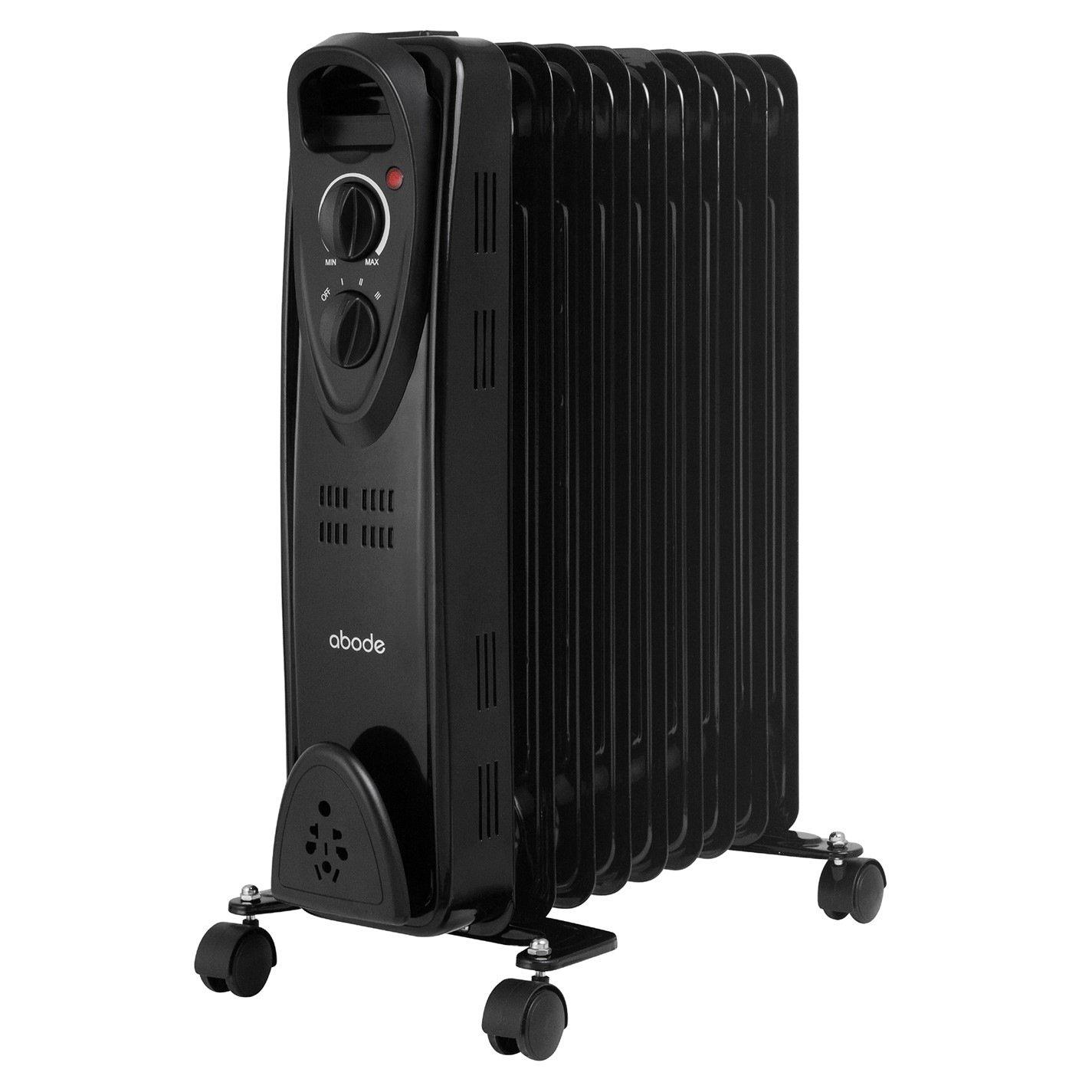 Black - Abode - AOFR9003B 2kW 9 Fin Oil Filled Radiator in Black - 7