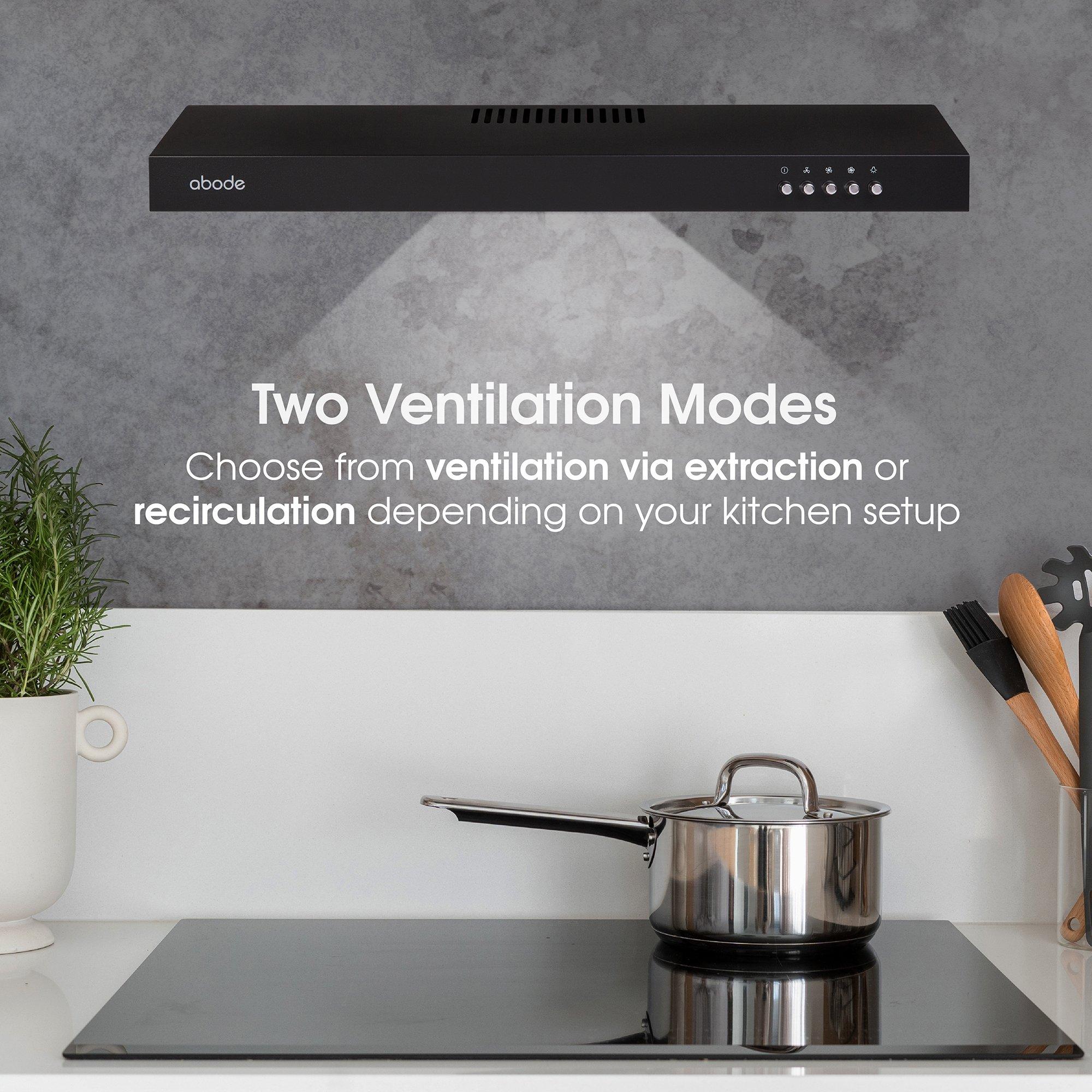 Black - Abode - A60VSRCH0B1B 60cm Manual Visor Cooker Hood - Black - 6