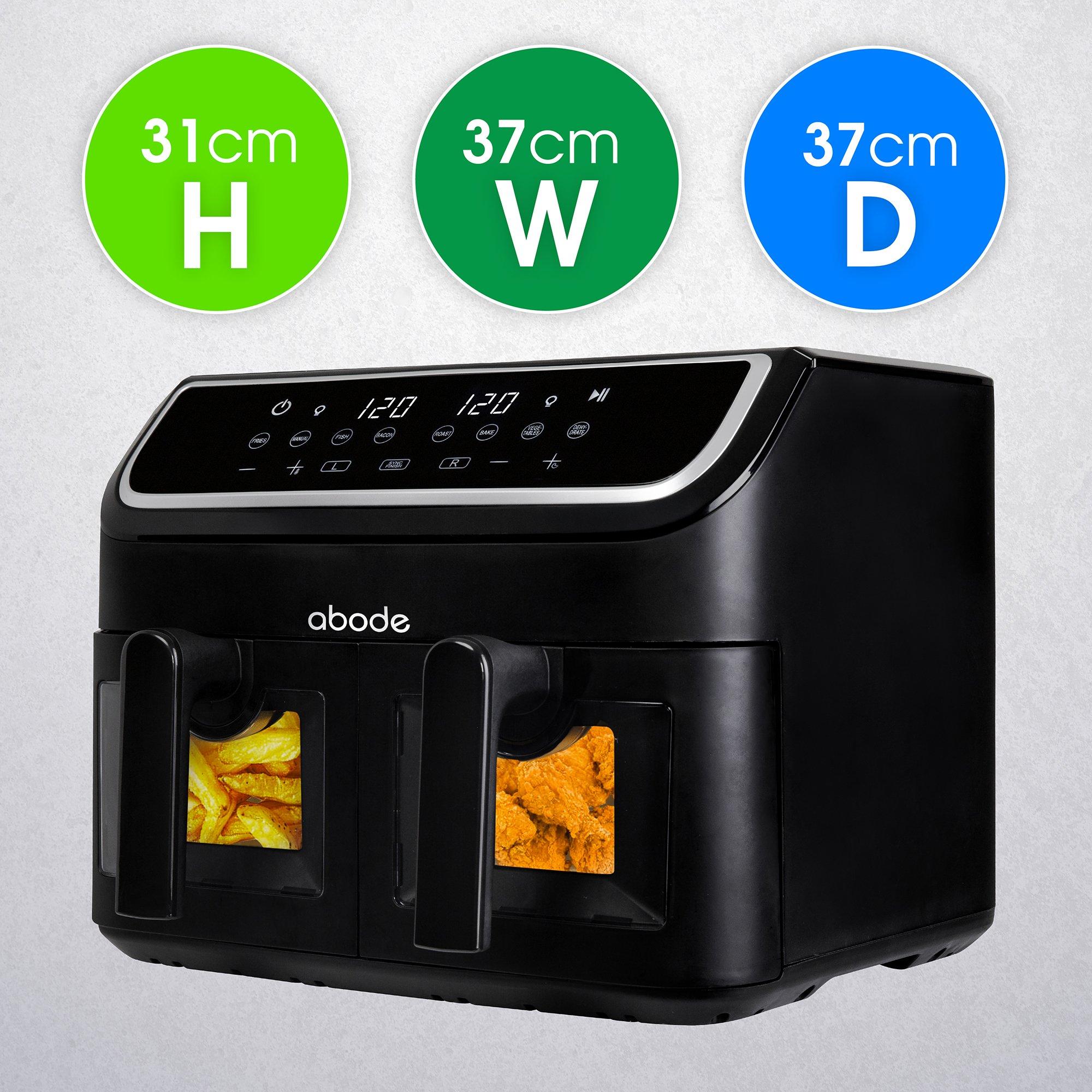 Black - Abode - AAF9000 9L Touch Control Dual Drawer Air Fryer - 2