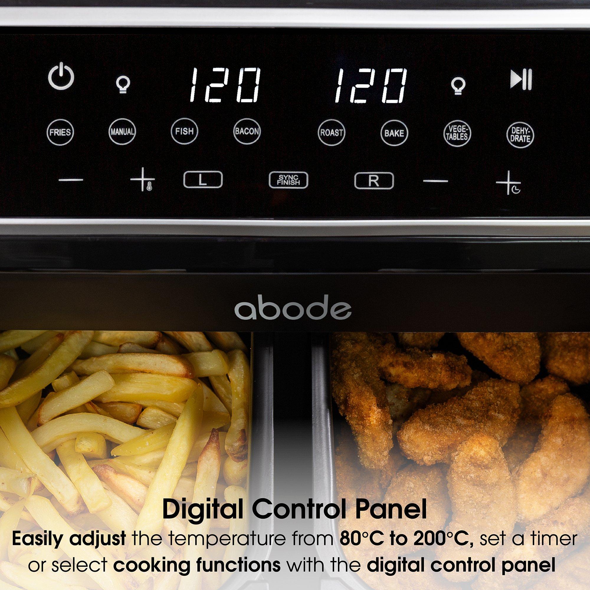 Black - Abode - AAF9000 9L Touch Control Dual Drawer Air Fryer - 6