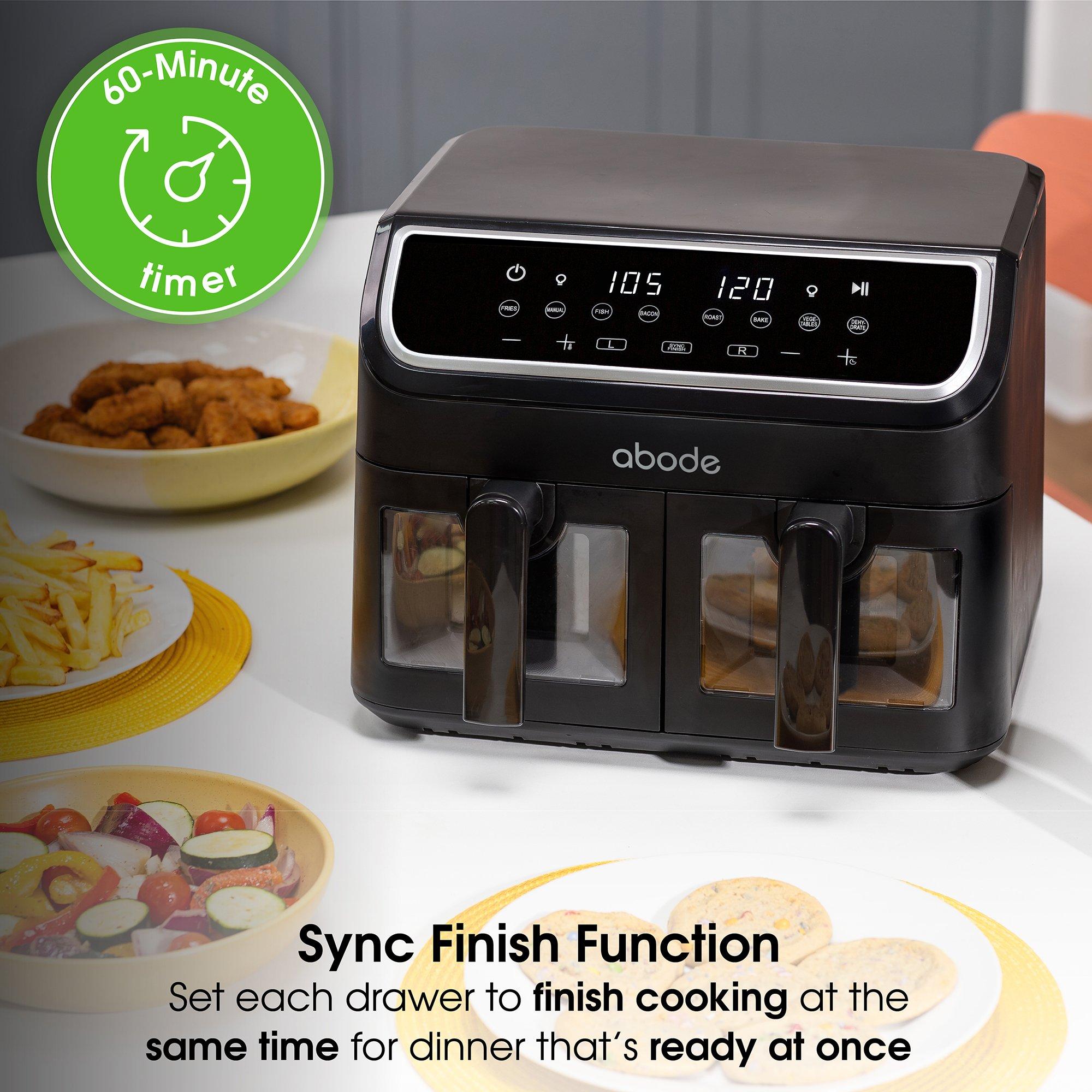 Black - Abode - AAF9000 9L Touch Control Dual Drawer Air Fryer - 7