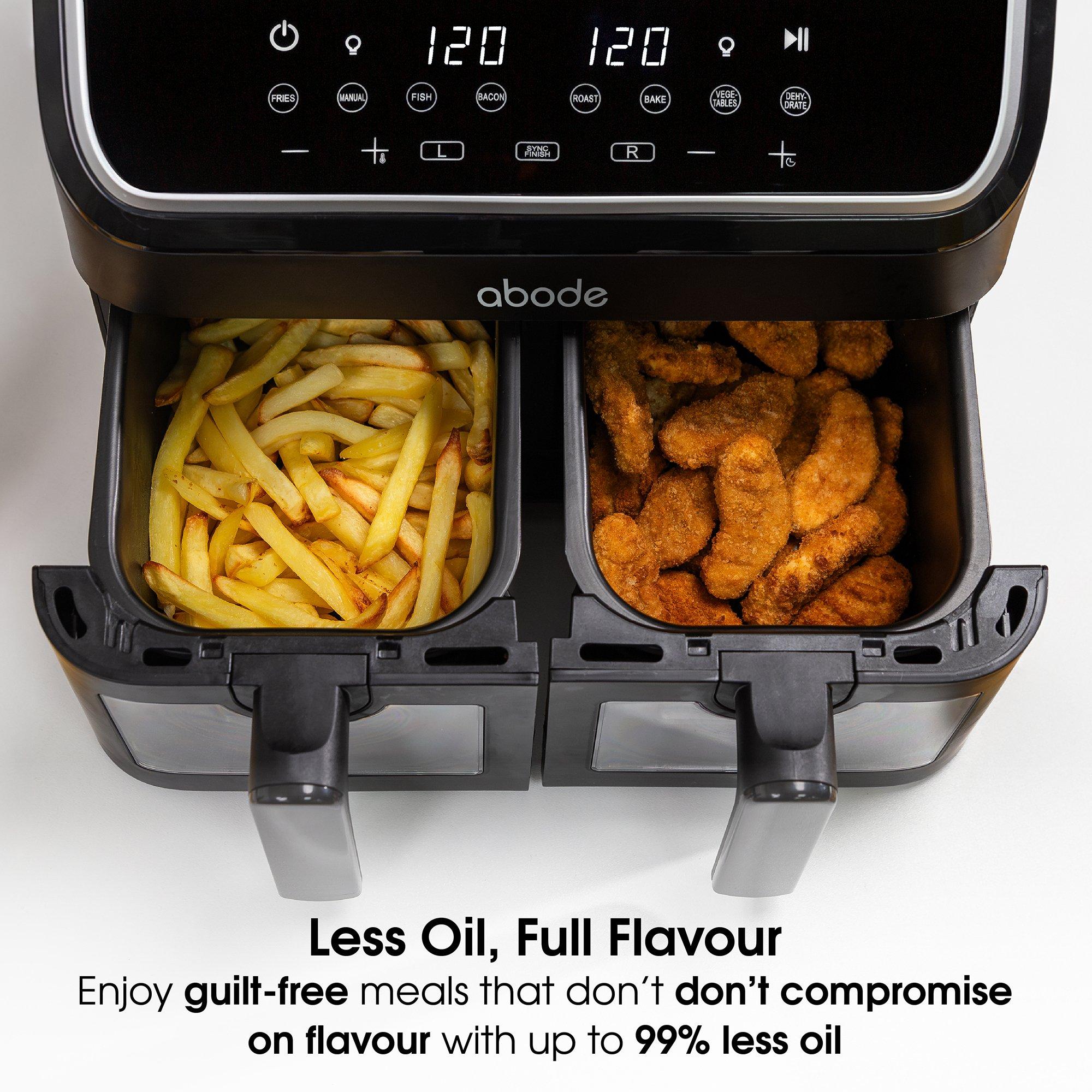 Black - Abode - AAF9000 9L Touch Control Dual Drawer Air Fryer - 9