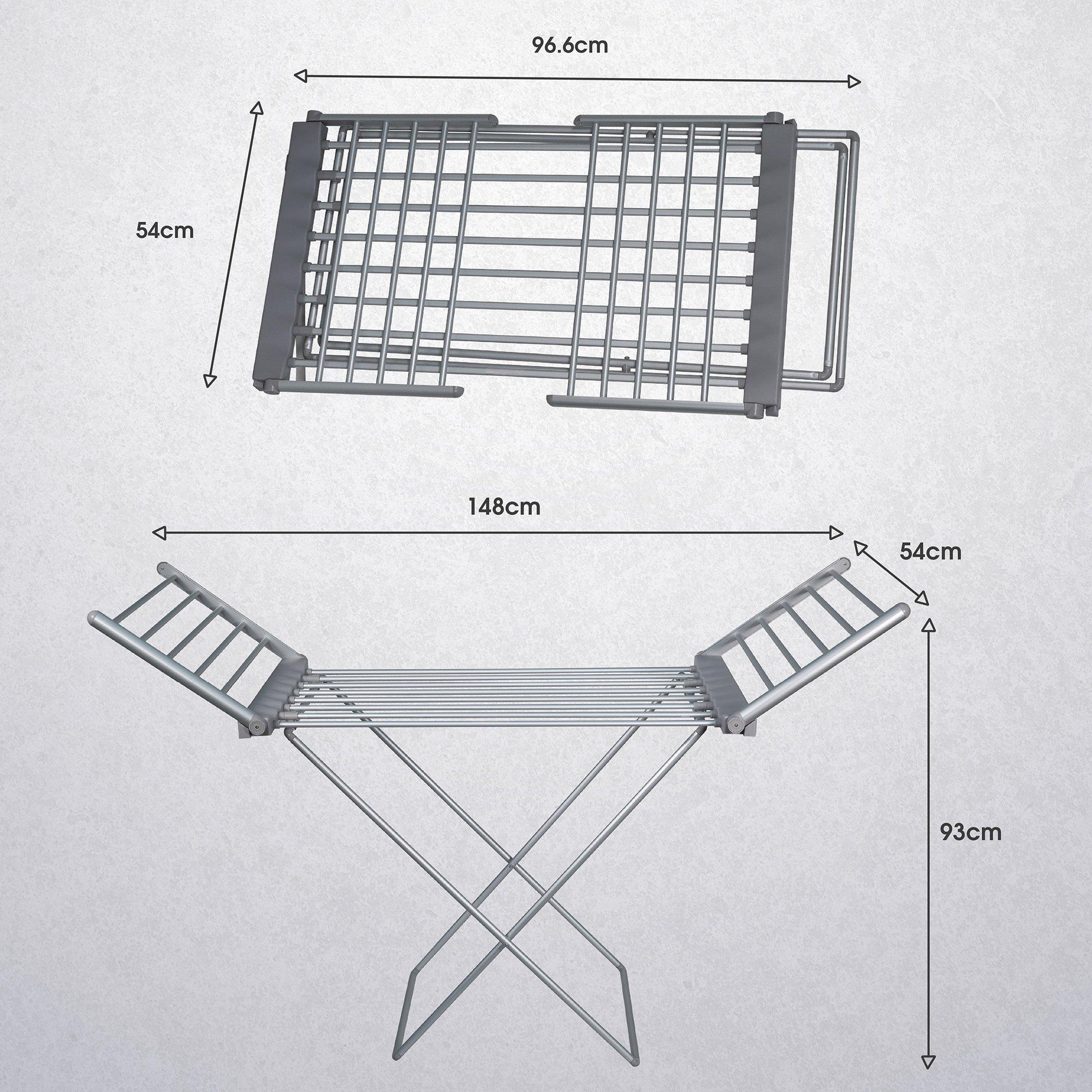 Silver - Abode - AECHD2001 Electric Clothes Horse Dryer - Silver - 12
