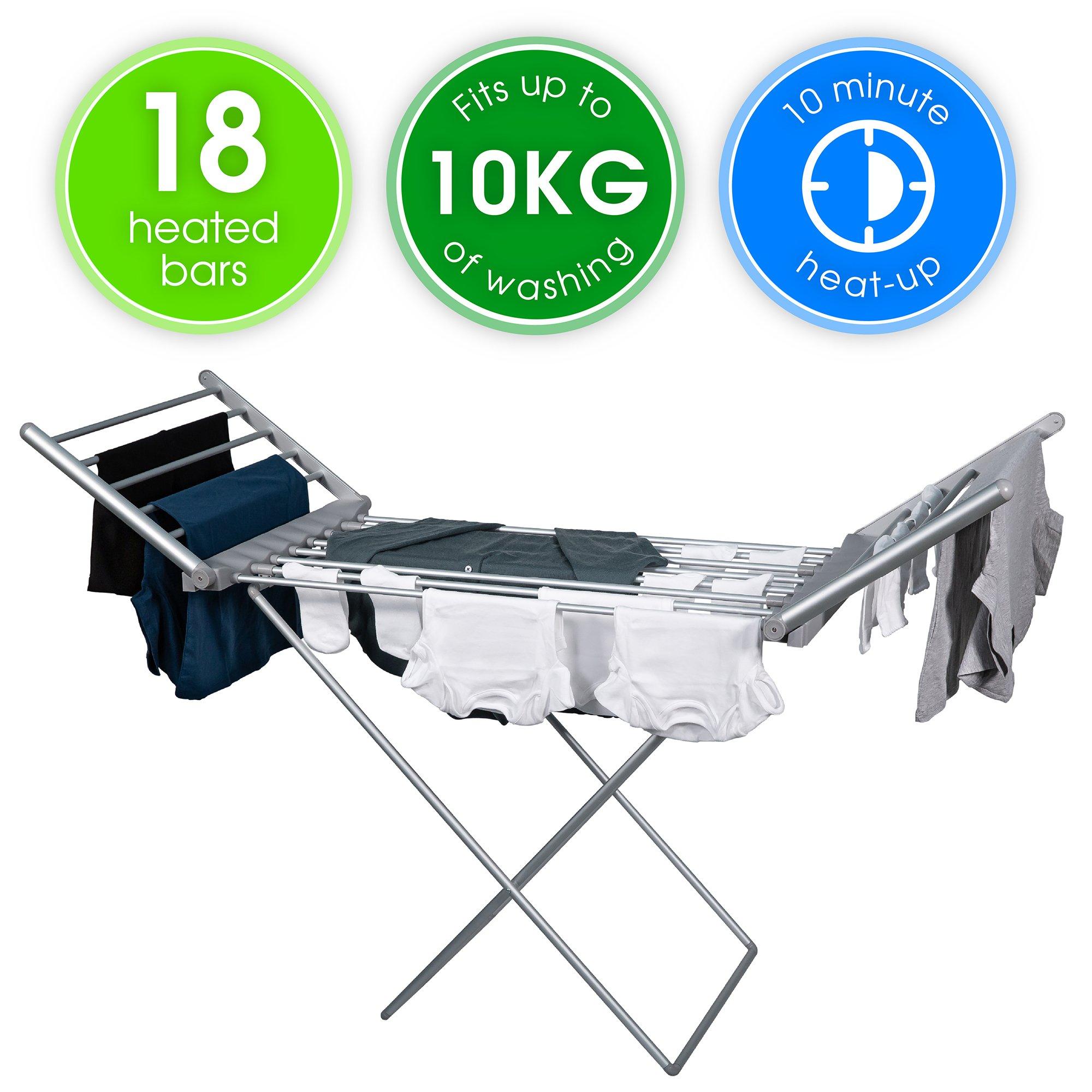 Silver - Abode - AECHD2001 Electric Clothes Horse Dryer - Silver - 3