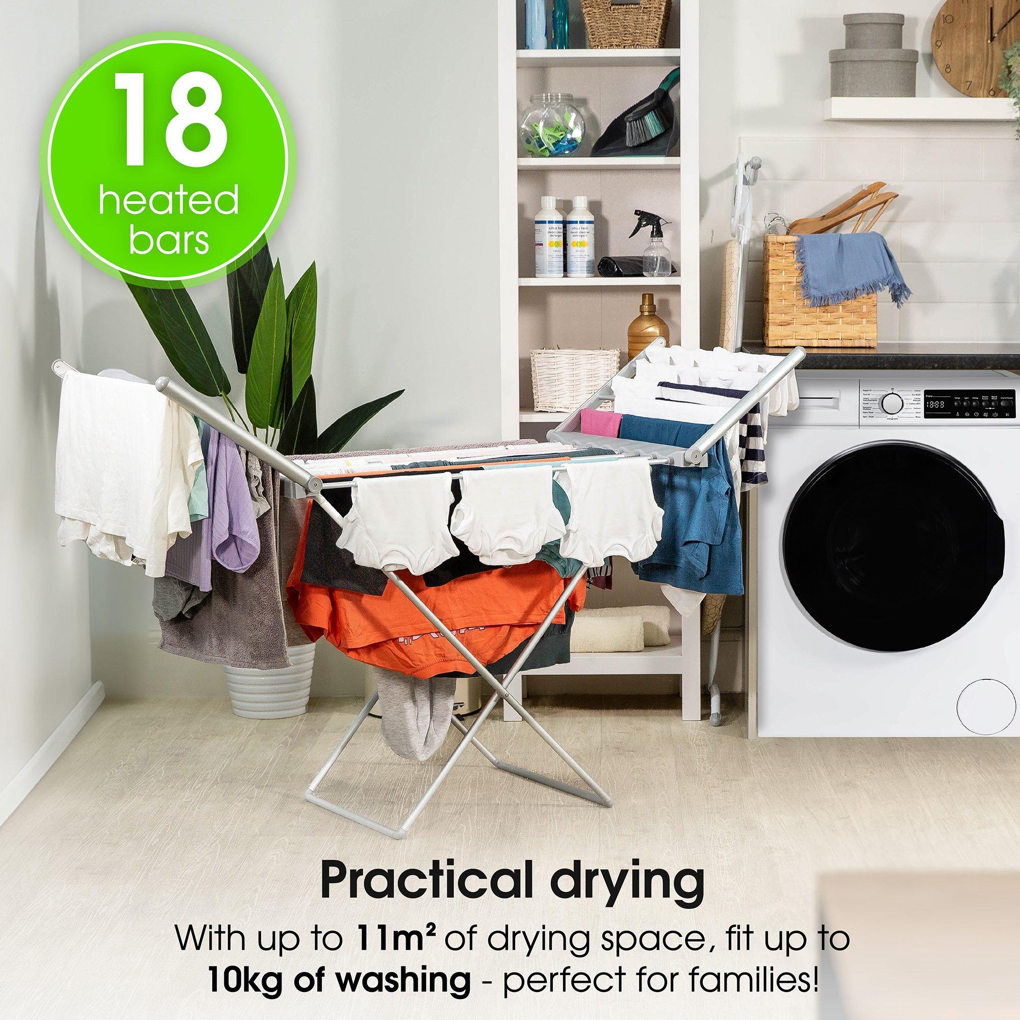 Silver - Abode - AECHD2001 Electric Clothes Horse Dryer - Silver - 4